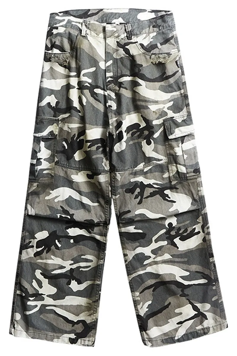 Patchwork Animal Print Cargo Pants