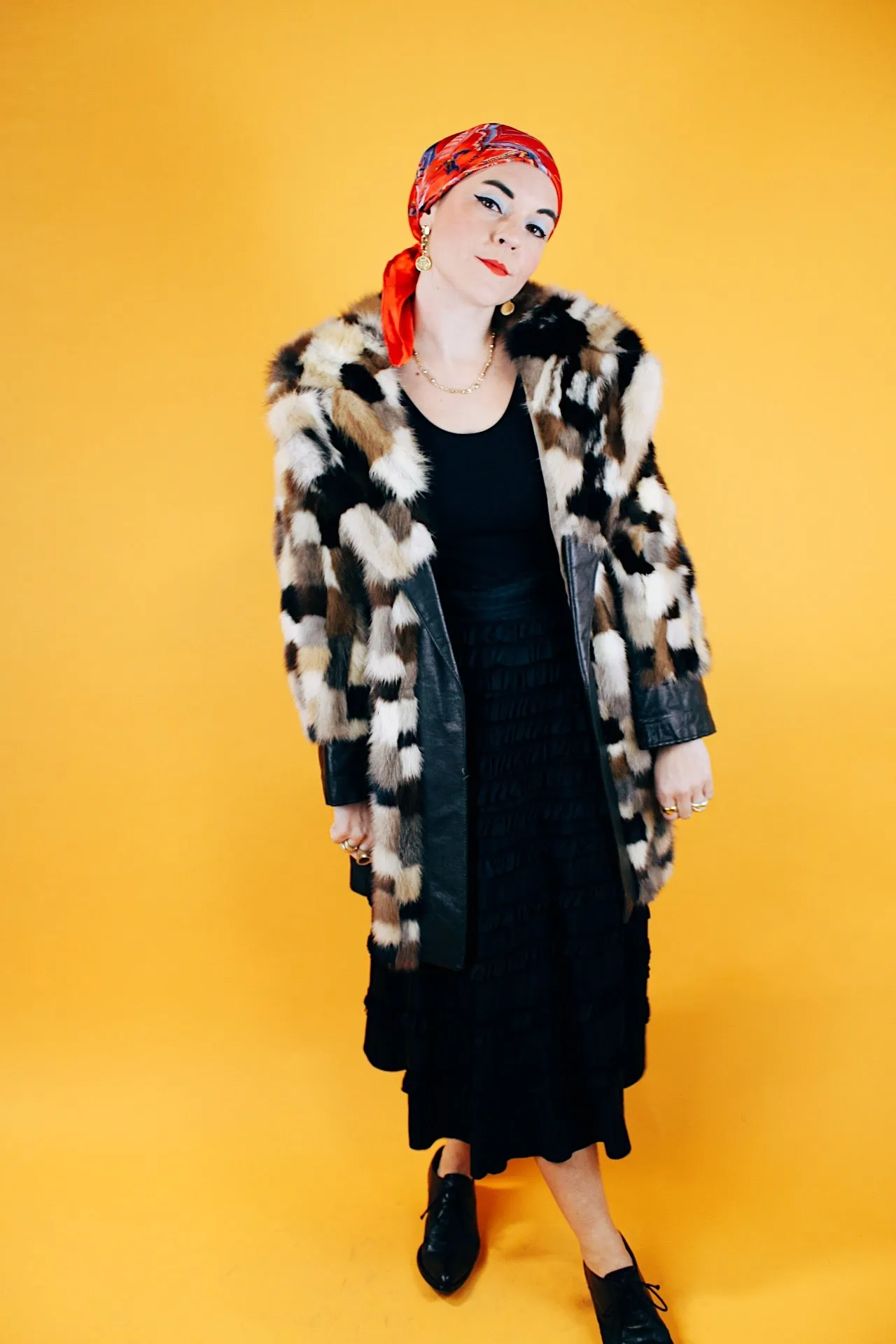 Patchwork Fur Coat