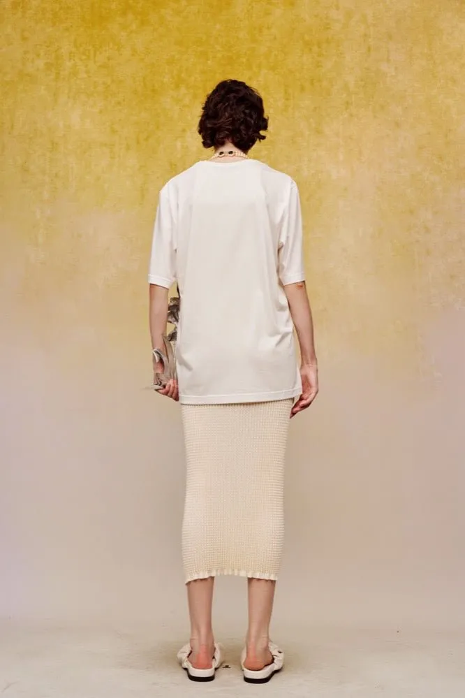 Pattern Body Knitted Midi-skirt in White