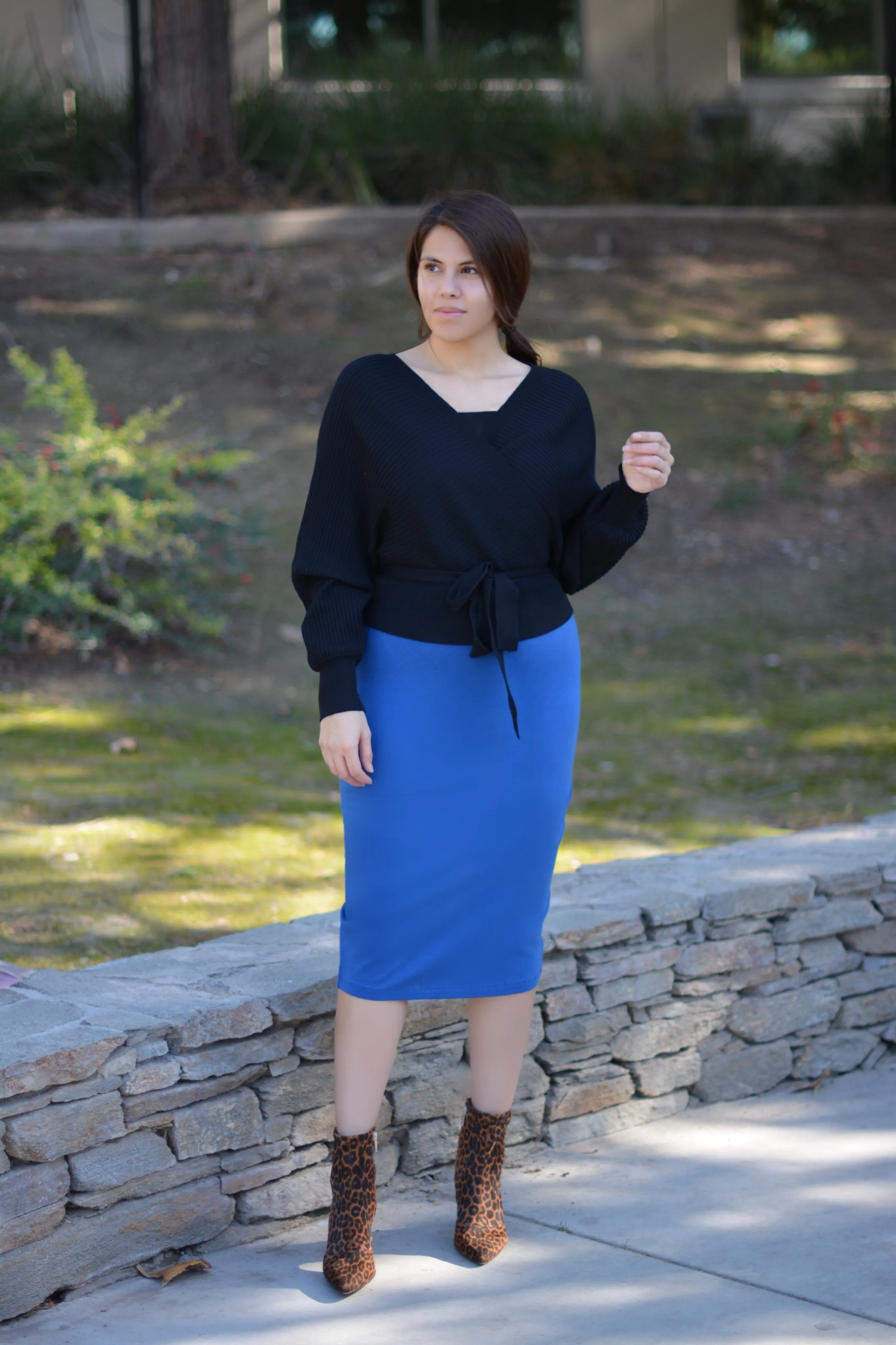 Penny Cotton Sapphire Pencil Skirt