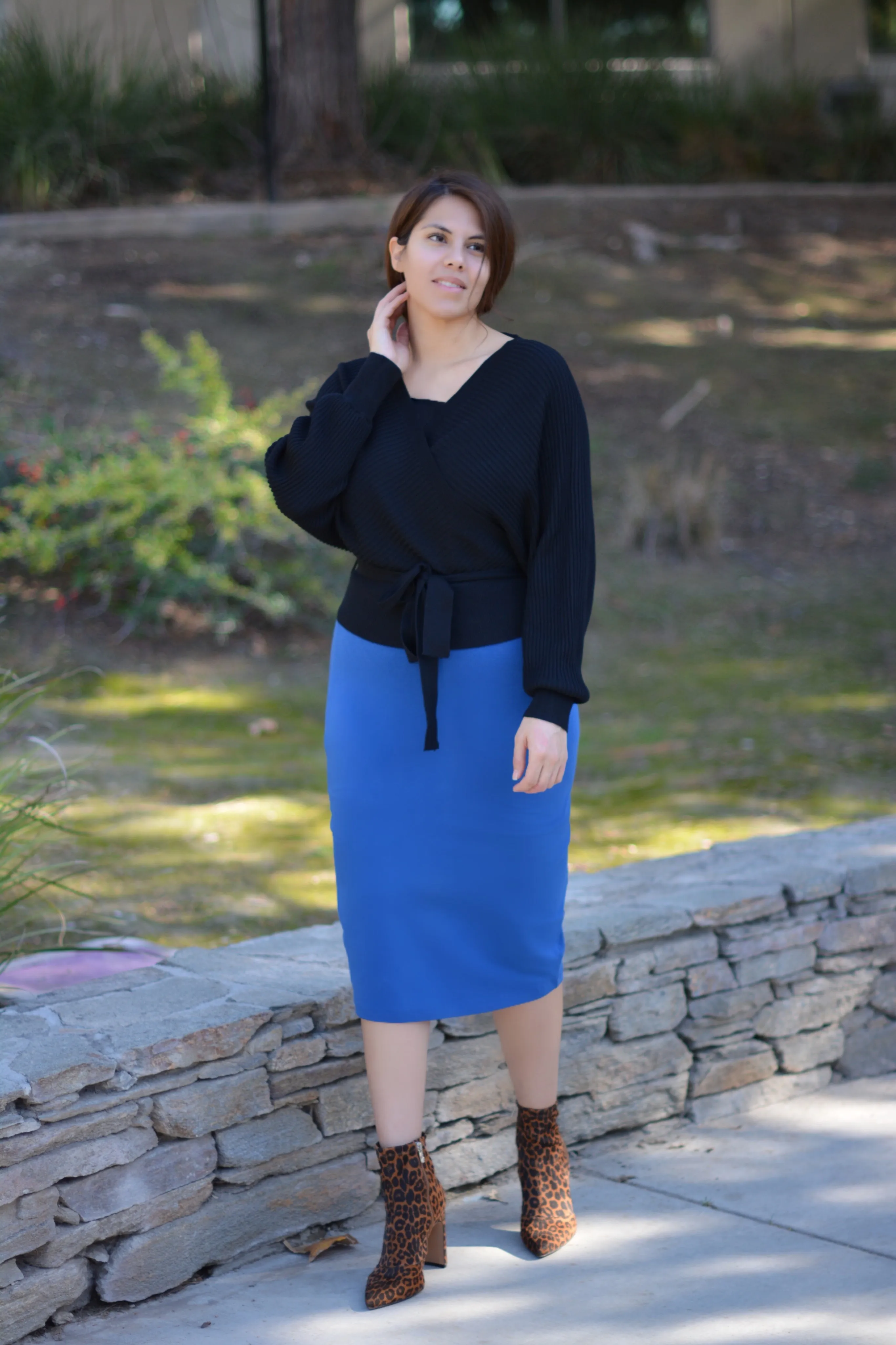 Penny Cotton Sapphire Pencil Skirt