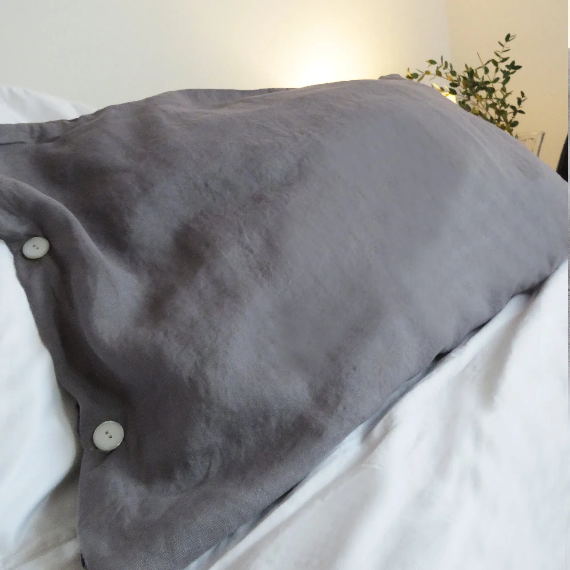 Pewter Grey Portuguese Linen Pillowcase Pair