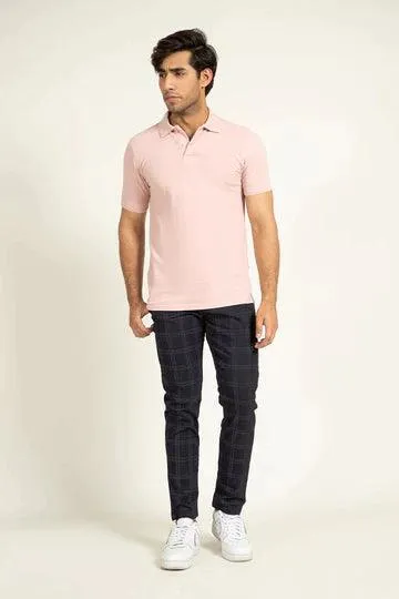 Pink Pleated Collar Polo