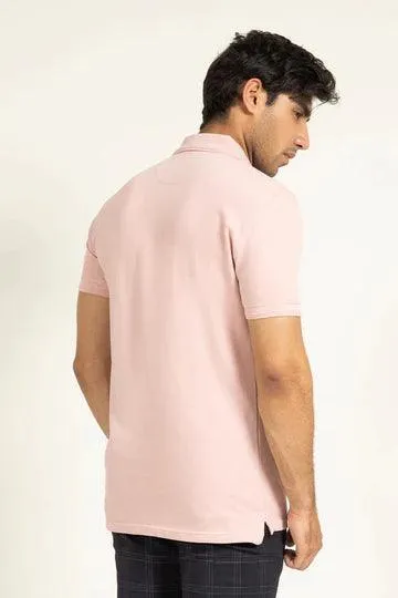 Pink Pleated Collar Polo