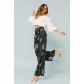 Pinstriped Floral Pants