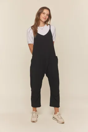 Pocket Knit Overall Pants Black