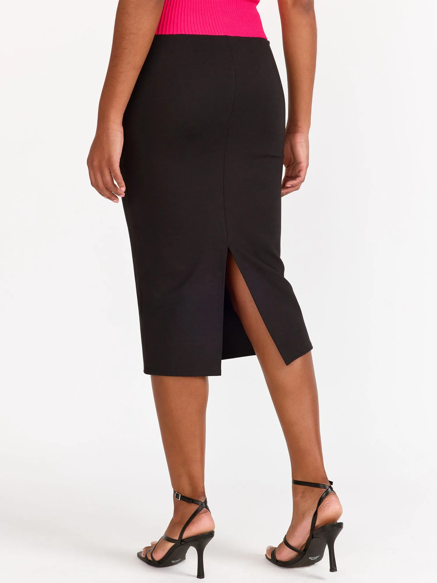 Ponte Back Slit Midi Pencil Skirt - Fore Collection