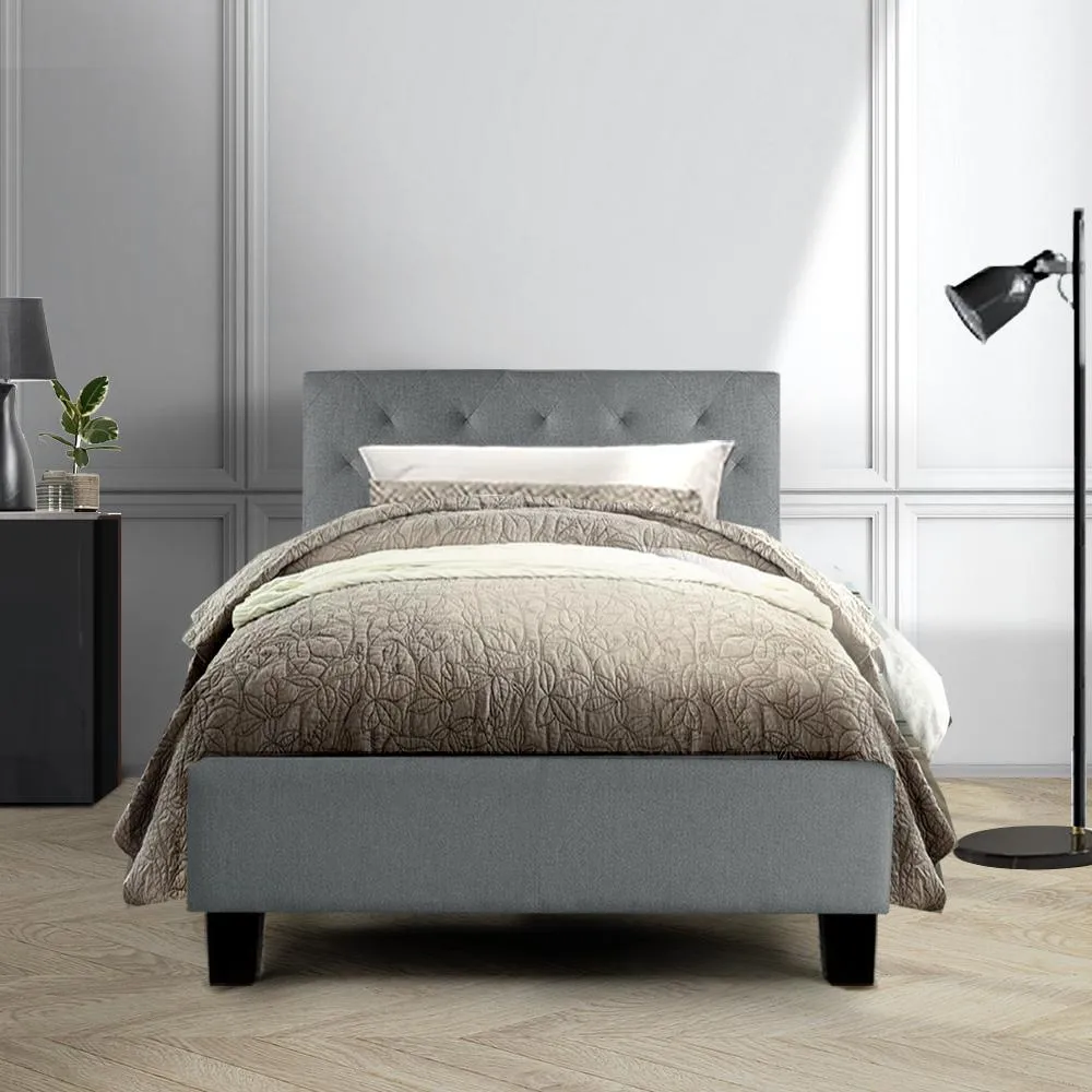 Preston King Single Bed Frame Grey