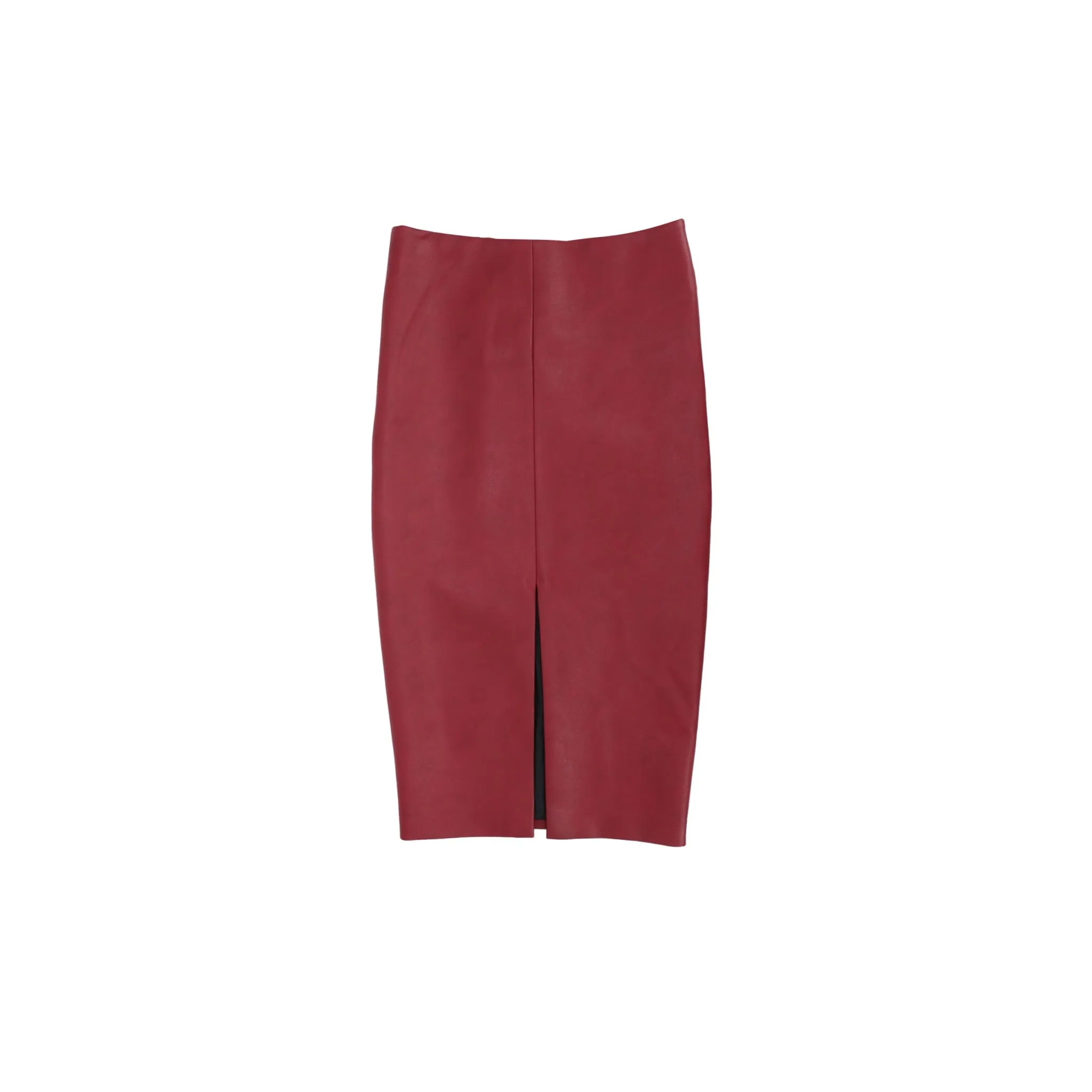 PU Hip-covering Midi-skirt in Red