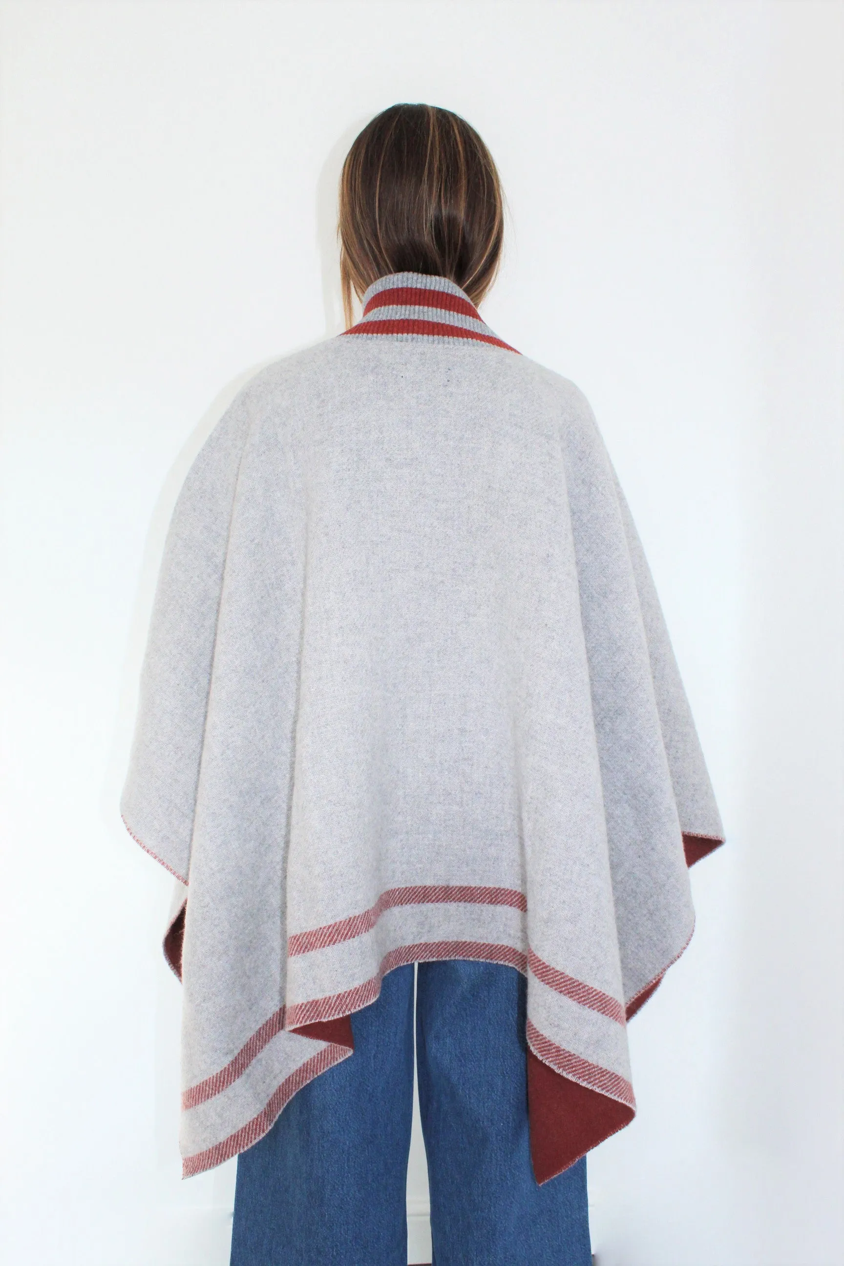 R&B Varsity Zip Poncho in Grey