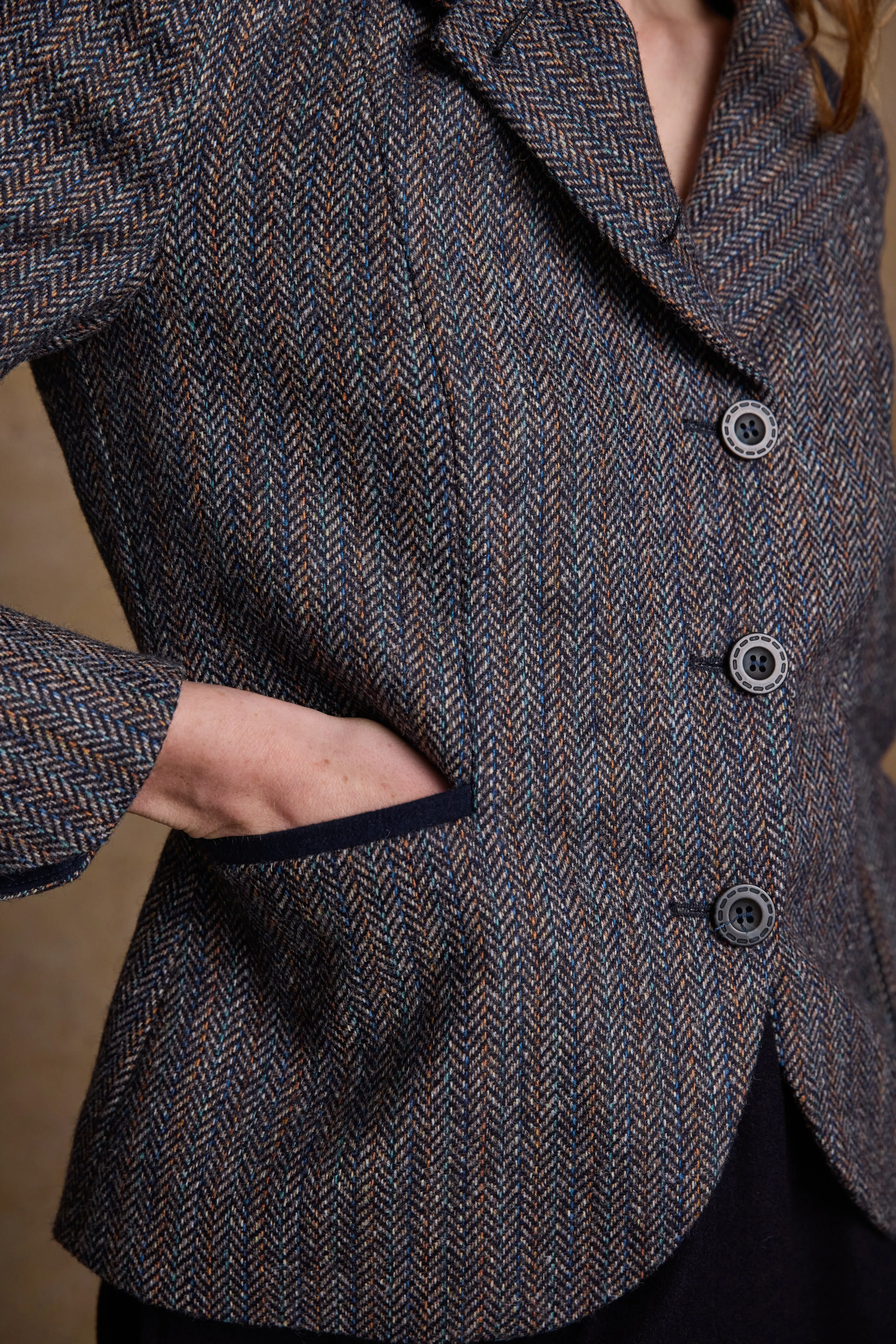 Sasha Tweed Jacket - Blue Moon Herringbone