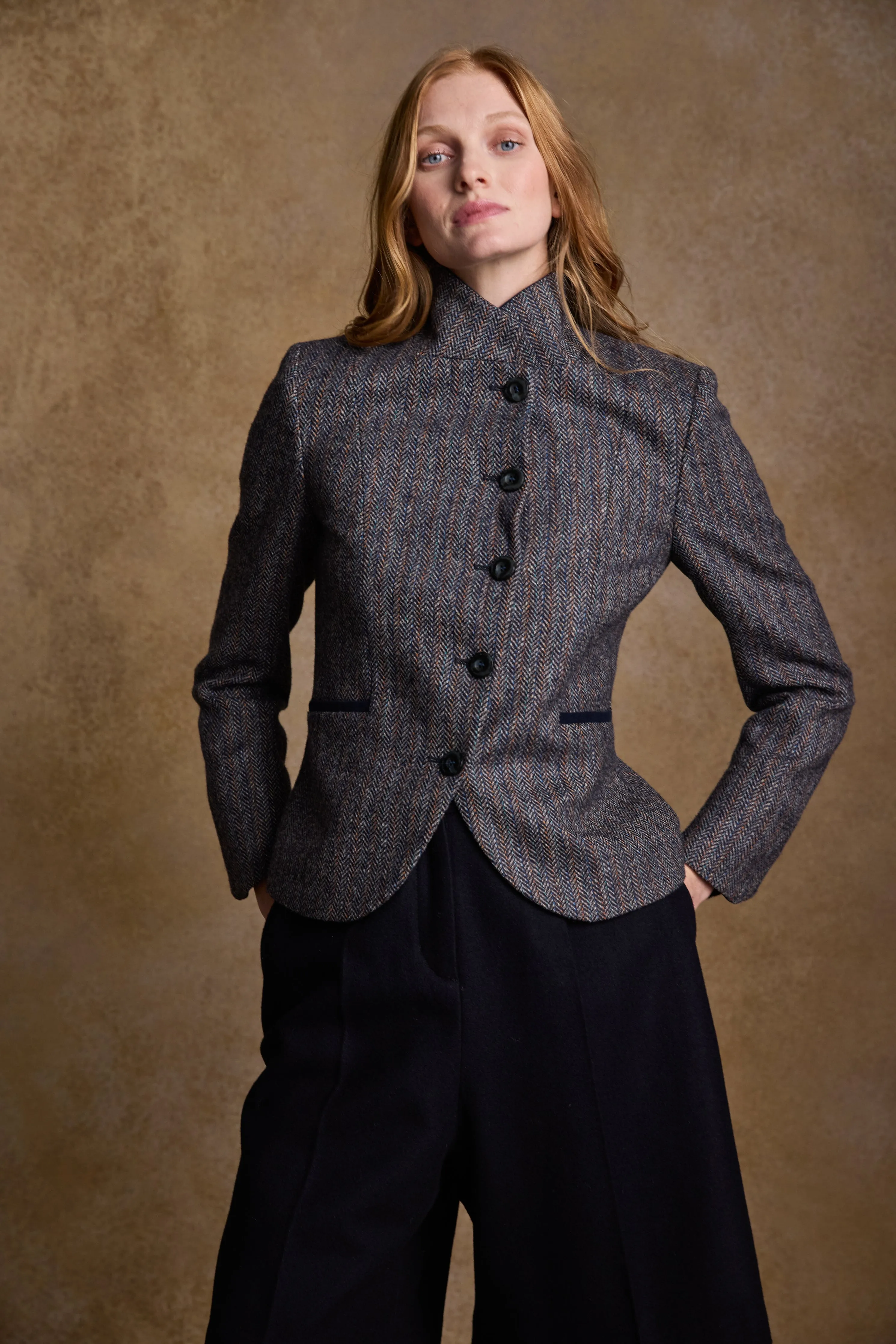 Sasha Tweed Jacket - Blue Moon Herringbone