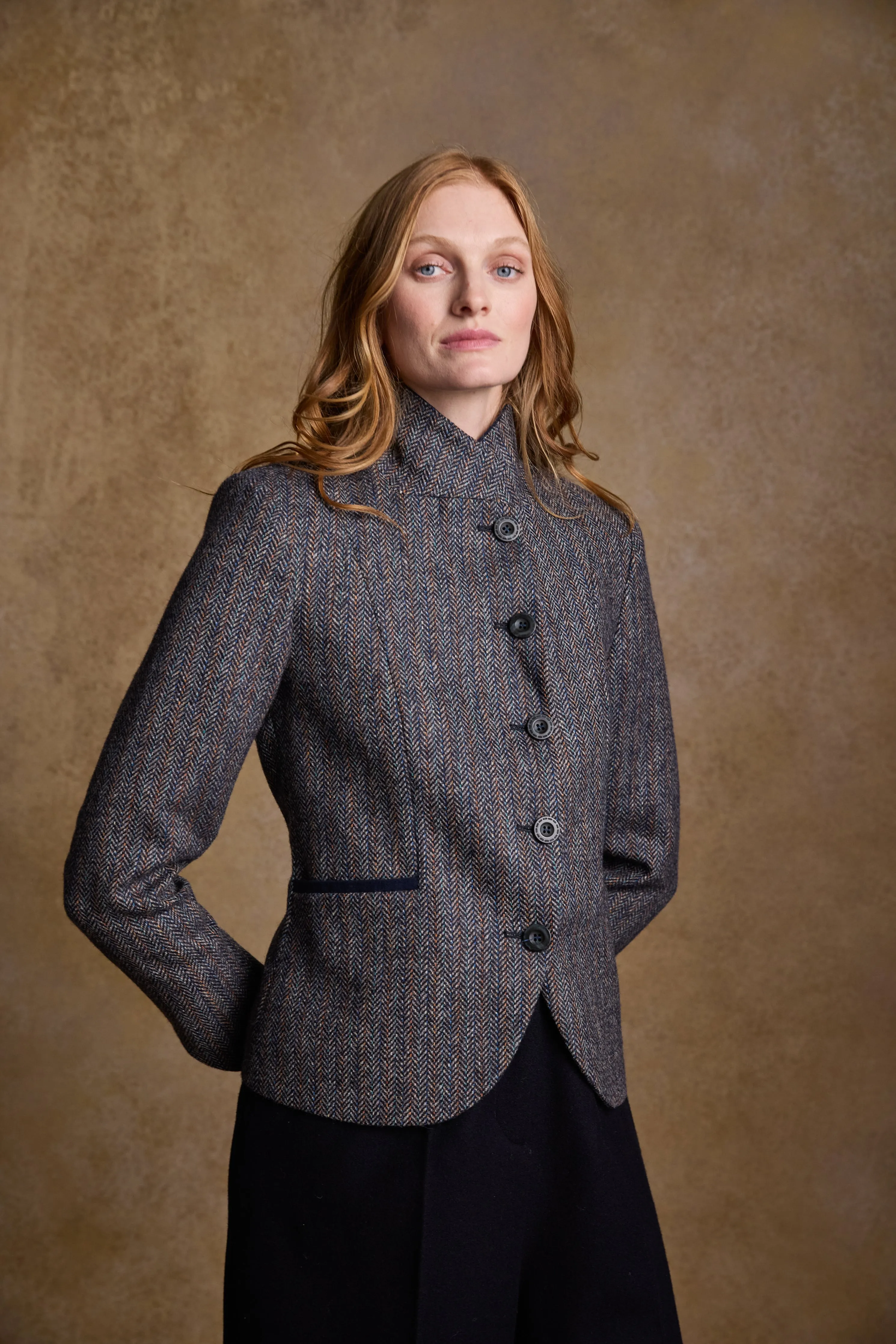 Sasha Tweed Jacket - Blue Moon Herringbone