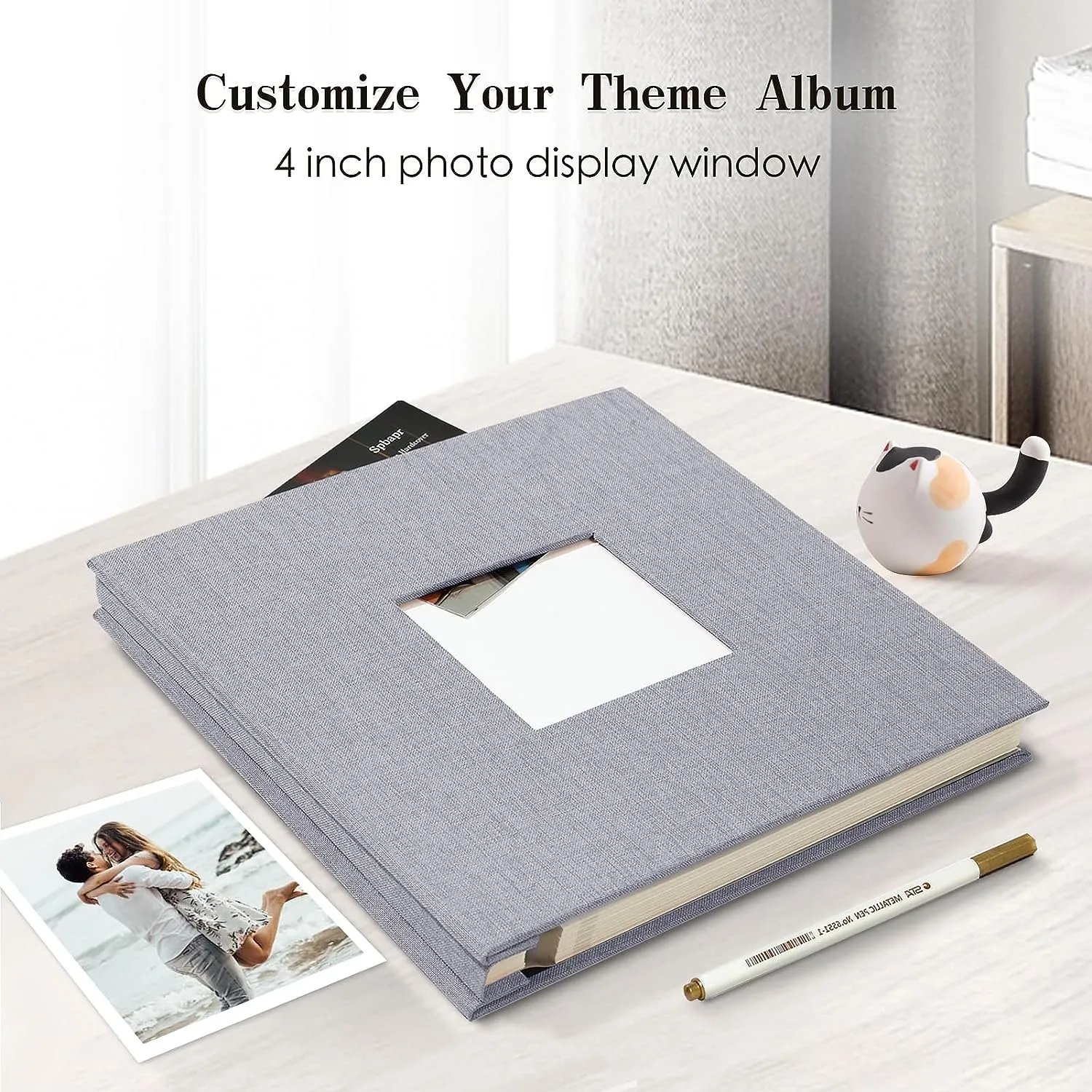 Self Adhesive Linen Photo Album With Window Pocket - 80Pages