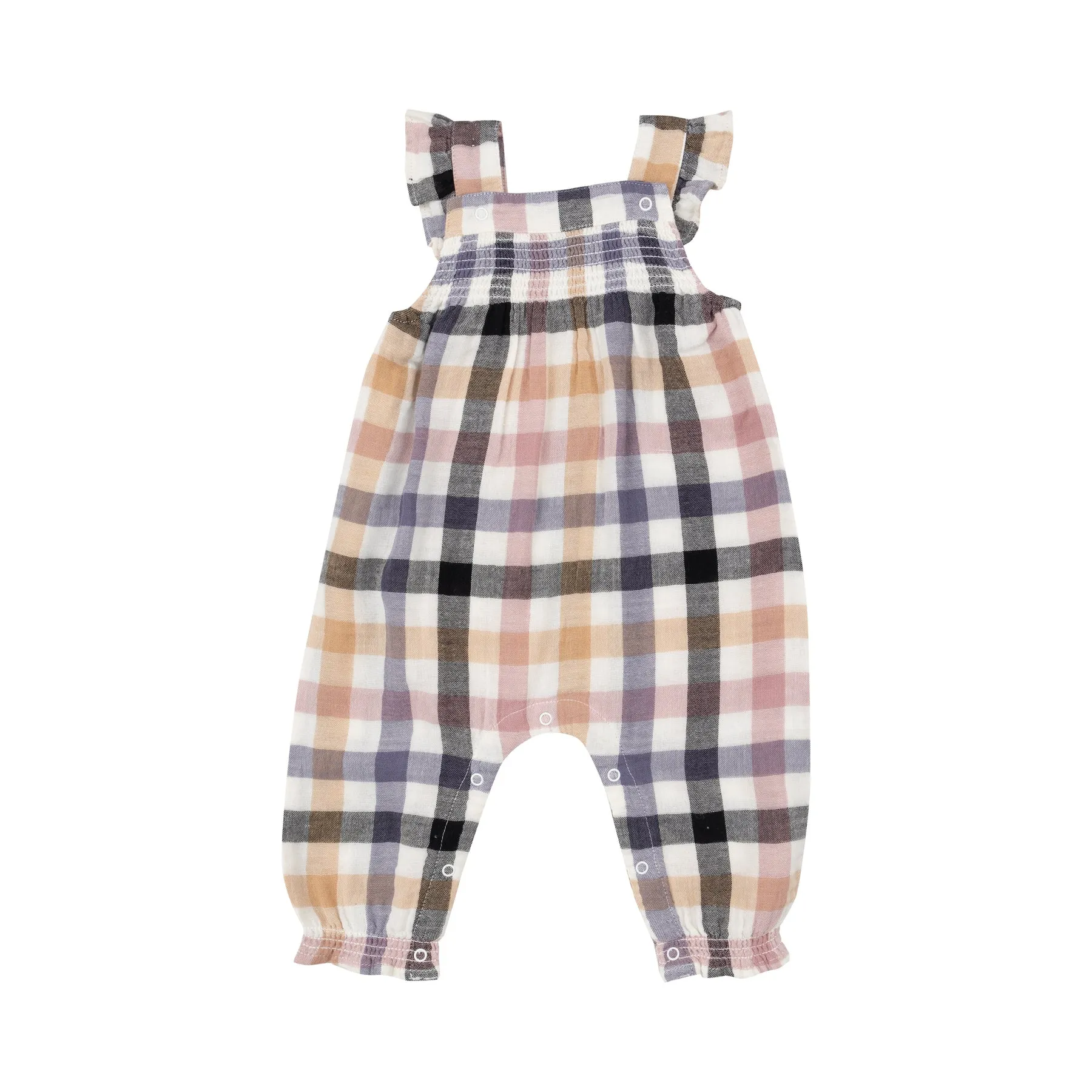 Smocked Overall- Harvest Plaid