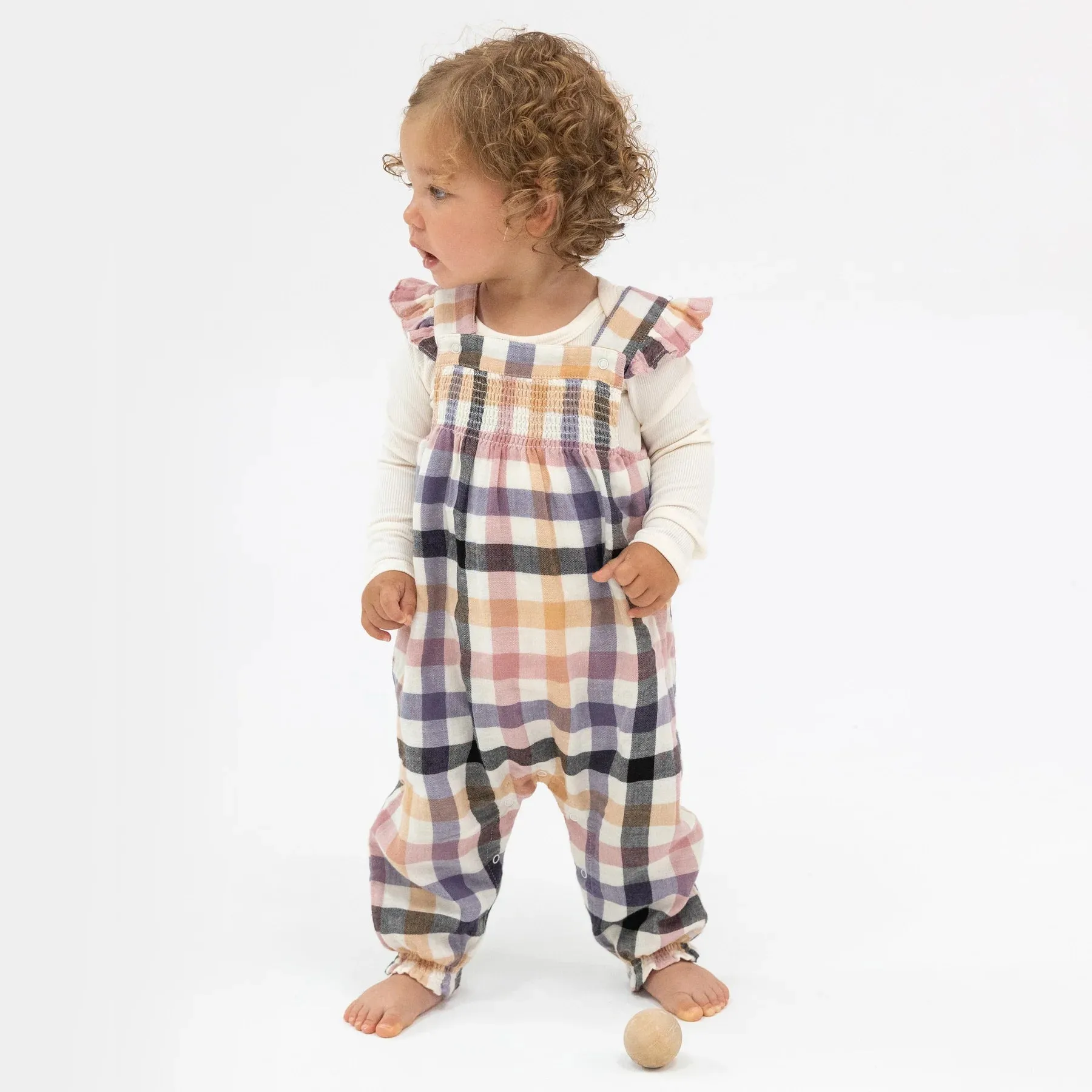 Smocked Overall- Harvest Plaid