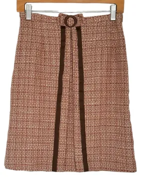 Soft Autumn Ribbon Trim Tweed Pencil Skirt