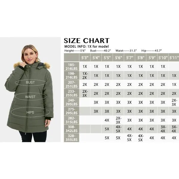 Soularge Women's Plus Size Winter Jacket Thickened Mid Length Puffer Coat