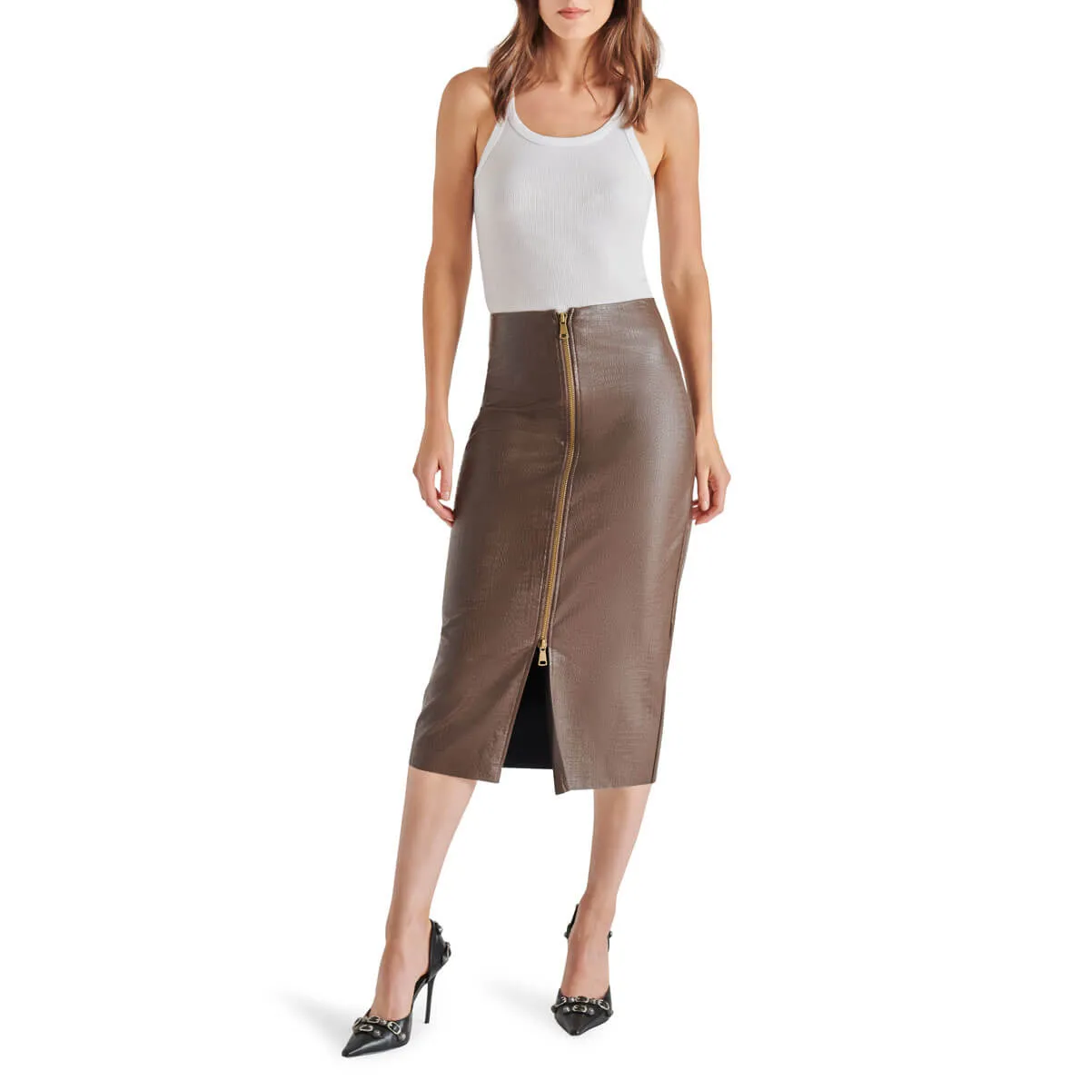 Steve Madden Hayes Faux Leather Midi Skirt