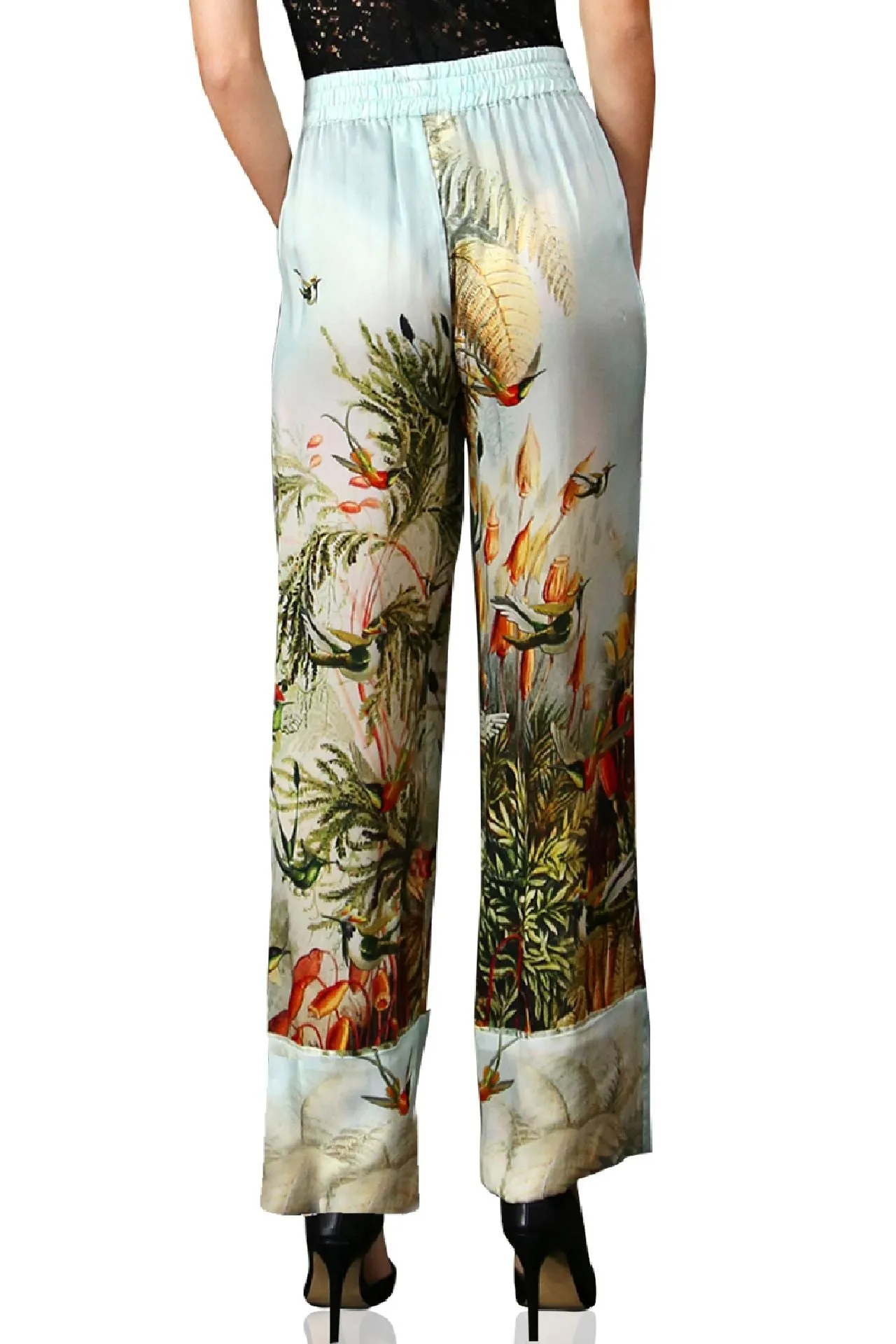 Straight Silk Pant In Nature Print