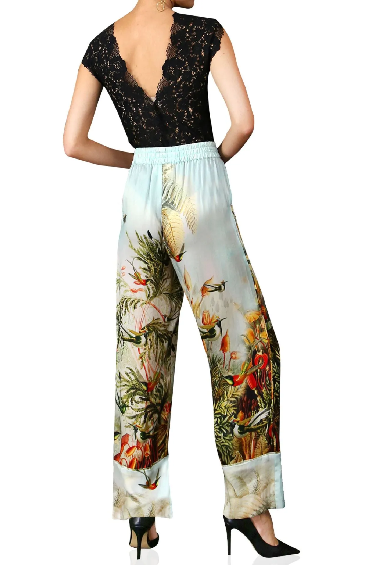 Straight Silk Pant In Nature Print