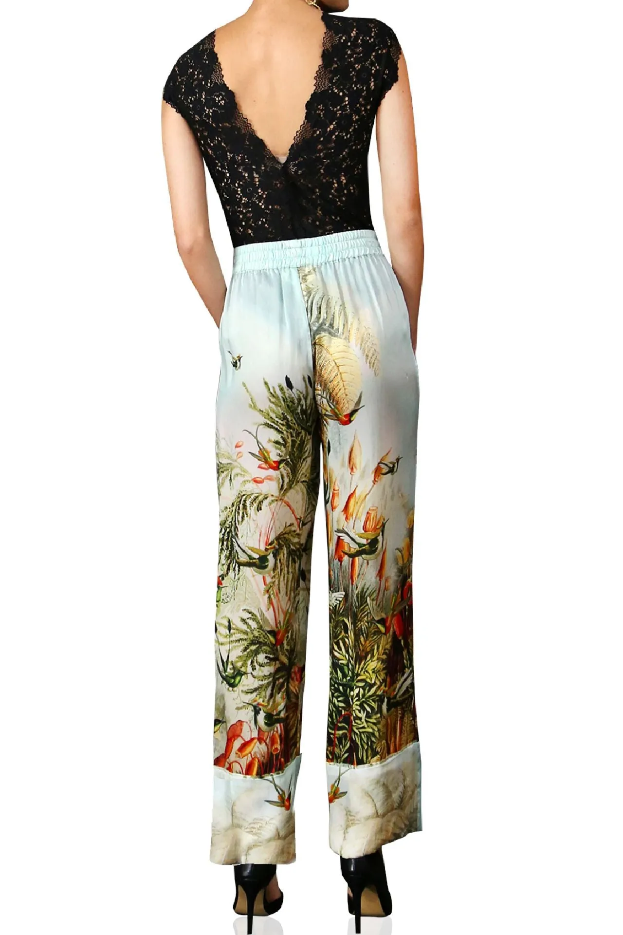 Straight Silk Pant In Nature Print