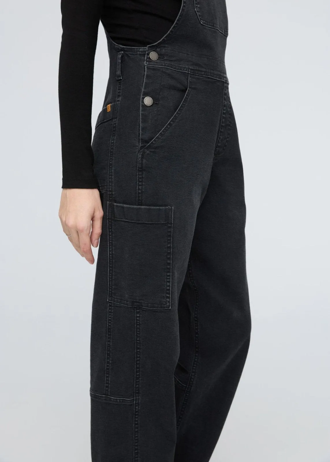 Stretch Canvas Overall - Black