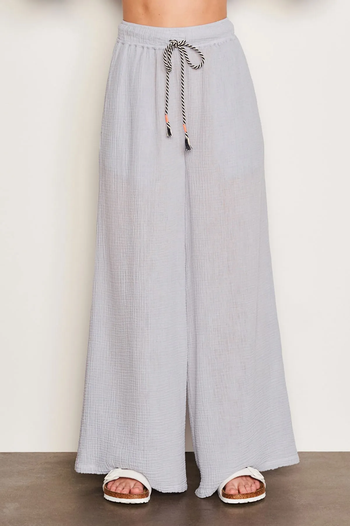 Sundry Gauze Wide Leg Pant in Blue Linen