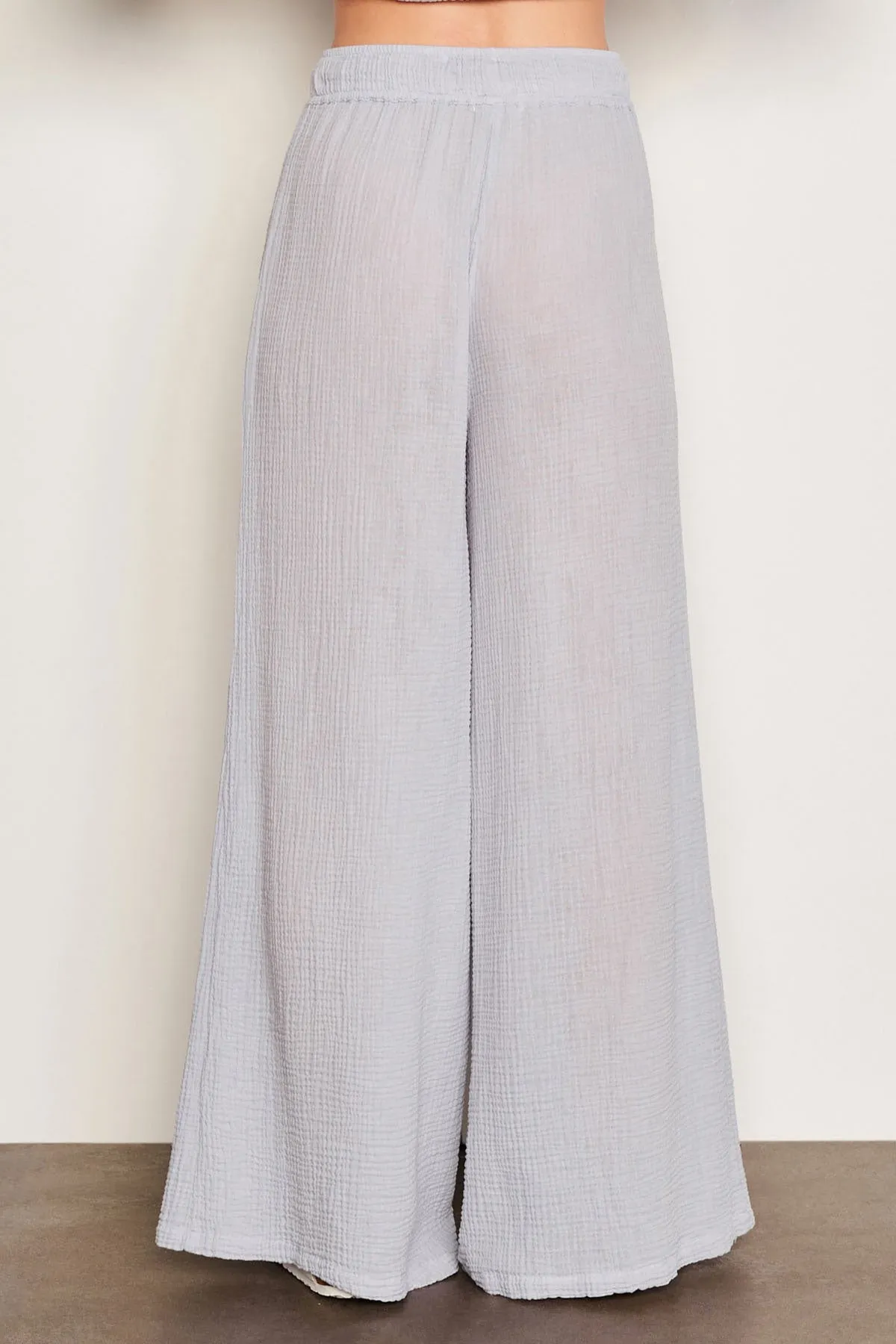 Sundry Gauze Wide Leg Pant in Blue Linen