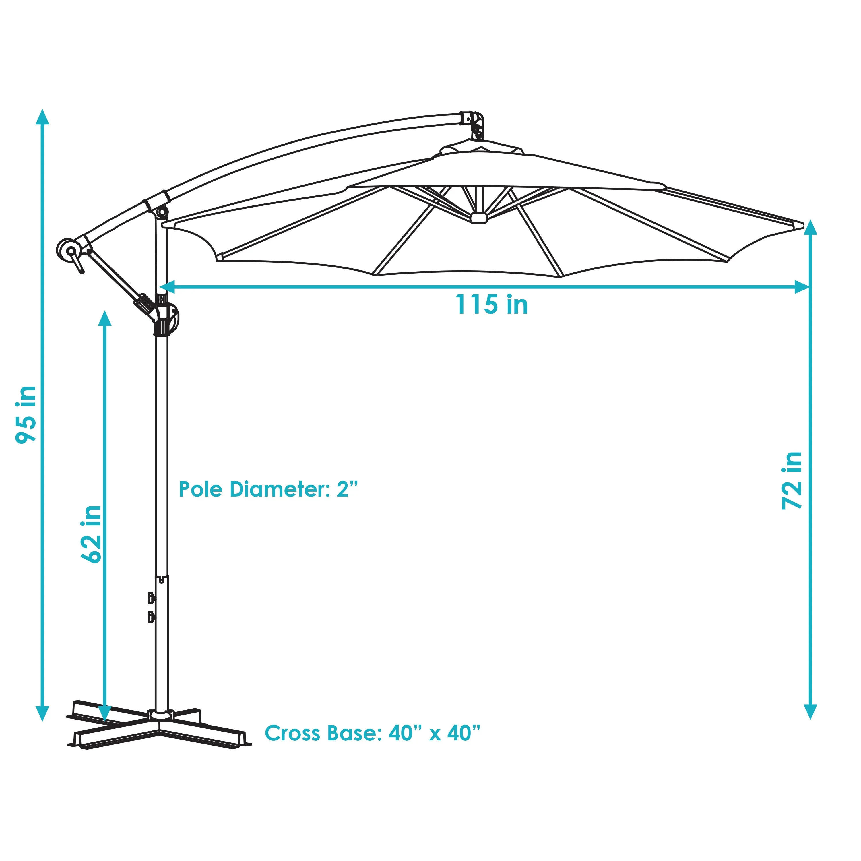 Sunnydaze 10' Offset Patio Umbrella with Solar LED Lights