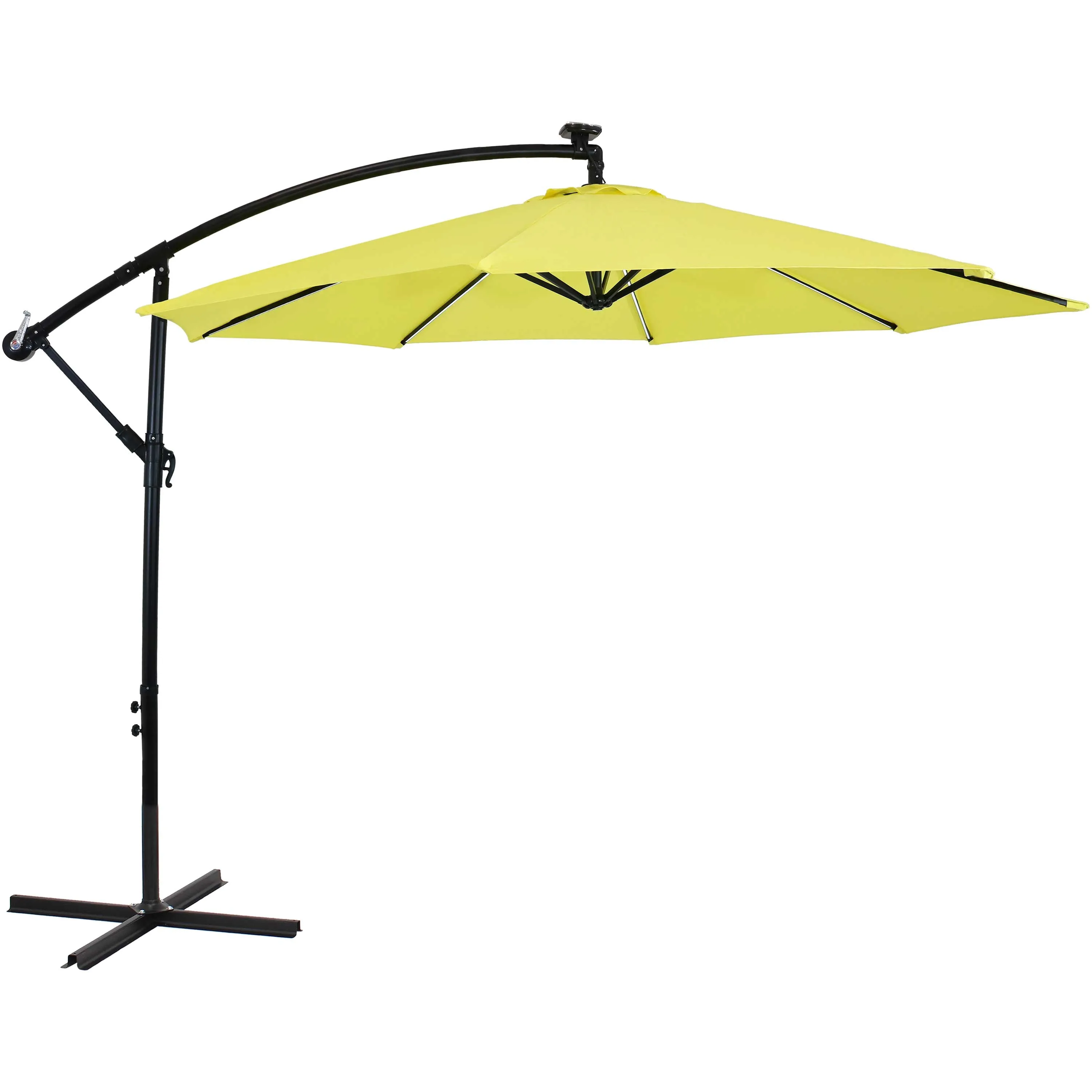 Sunnydaze 10' Offset Patio Umbrella with Solar LED Lights