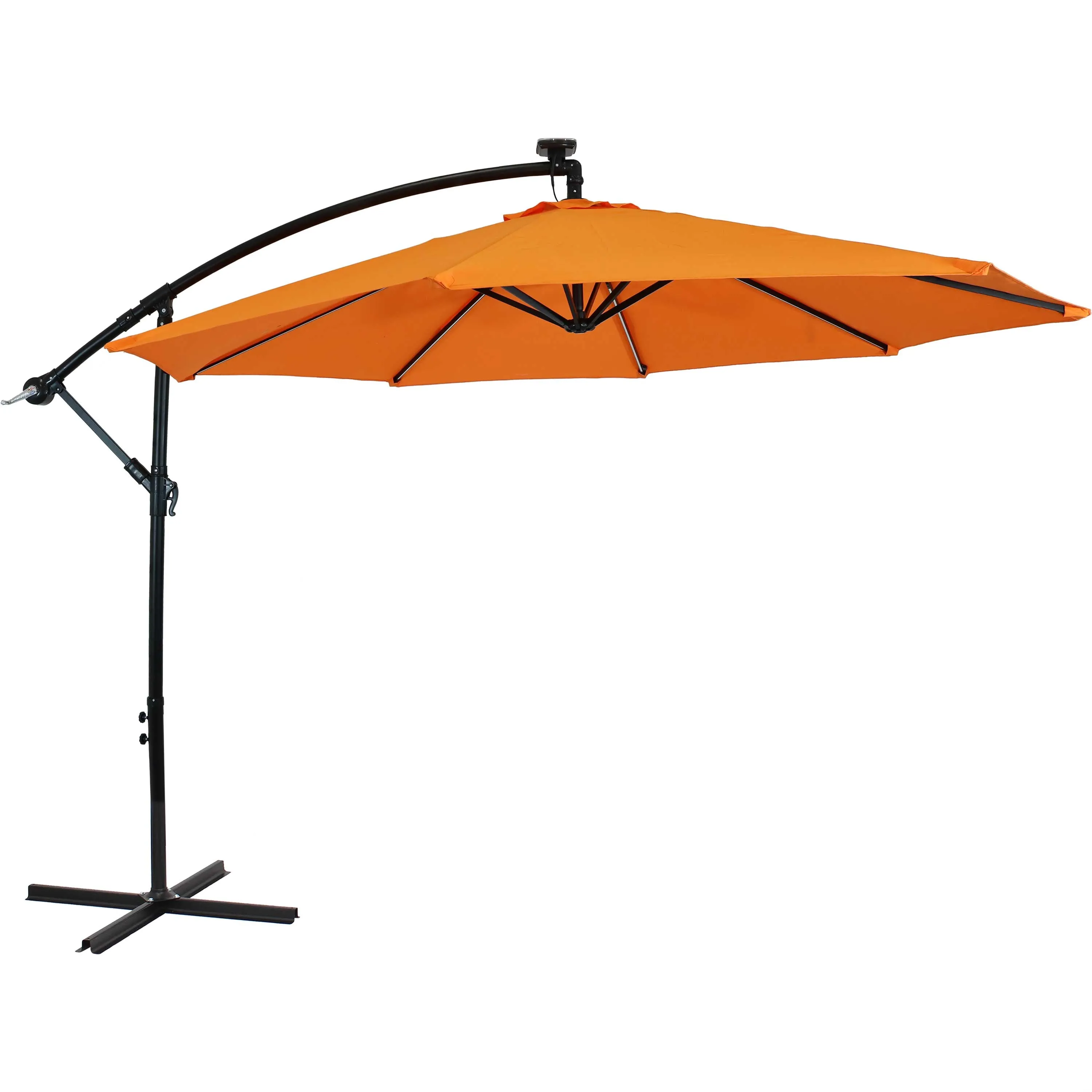 Sunnydaze 10' Offset Patio Umbrella with Solar LED Lights