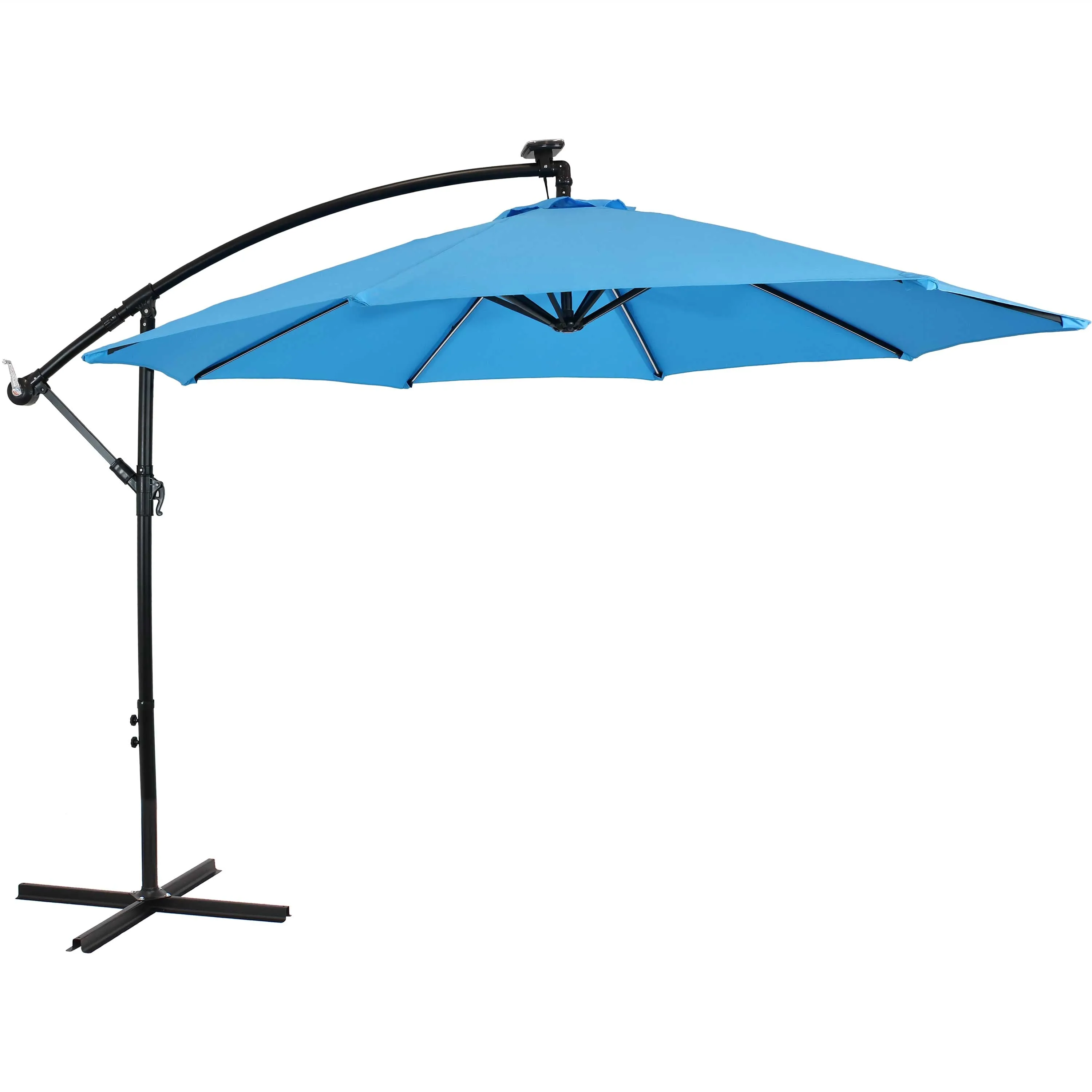 Sunnydaze 10' Offset Patio Umbrella with Solar LED Lights