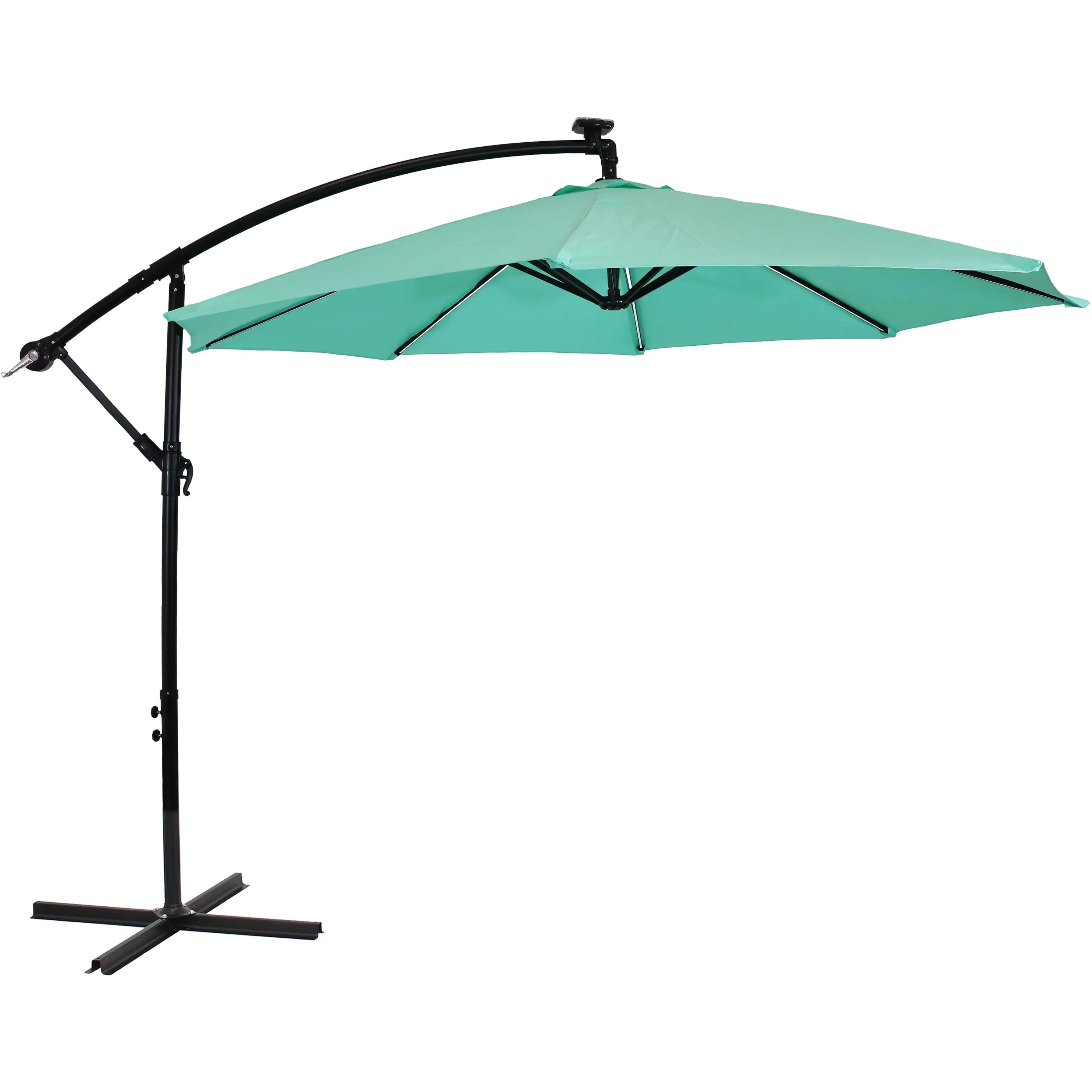 Sunnydaze 10' Offset Patio Umbrella with Solar LED Lights