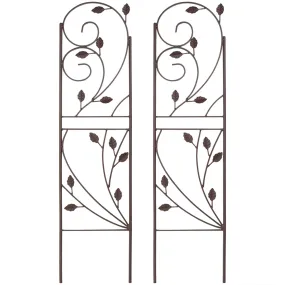 Sunnydaze 32" Rustic Plant Design Garden Trellis - Set of 2