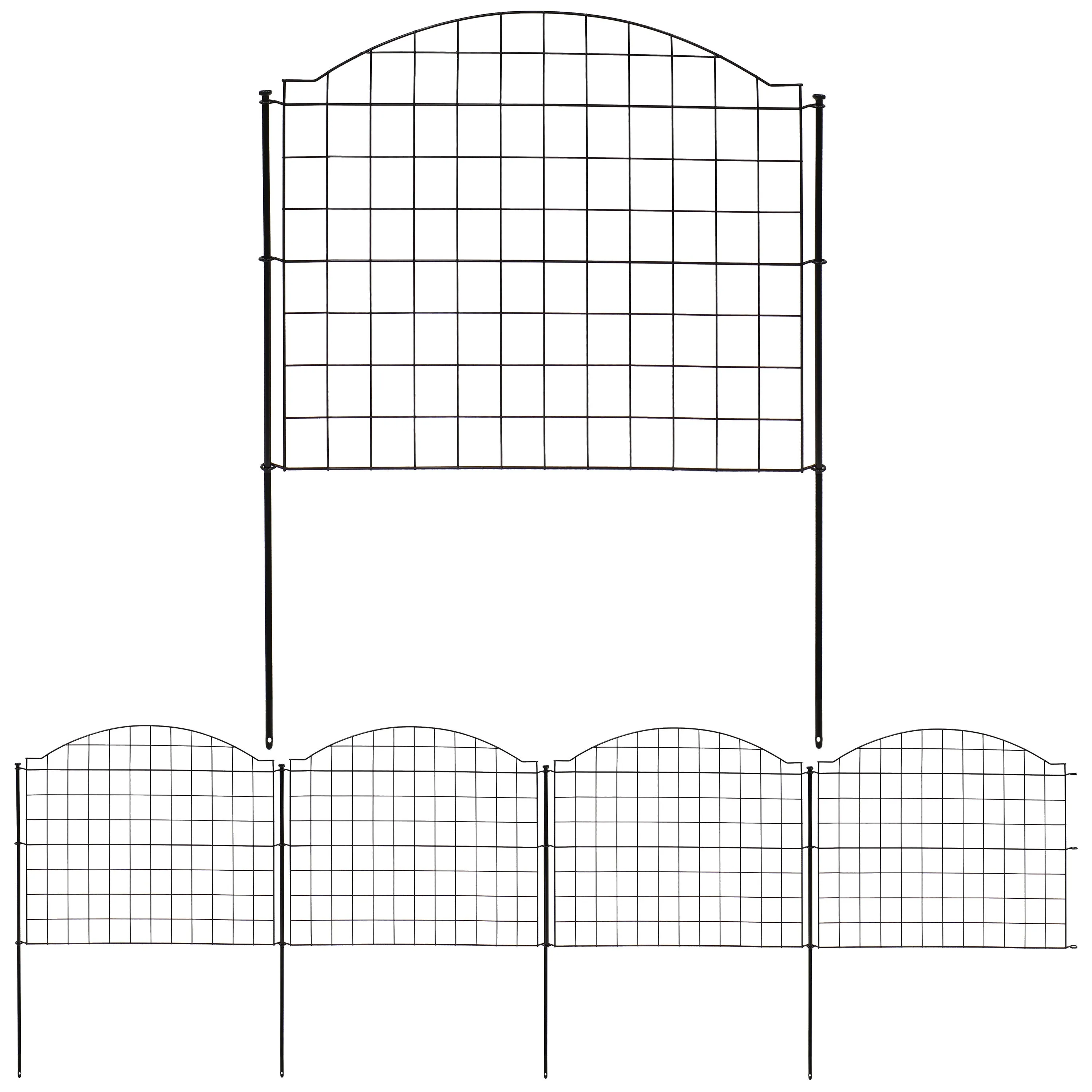 Sunnydaze 5-Piece Arched Grid Steel Decorative Garden Fence Panels - 12.5' Overall