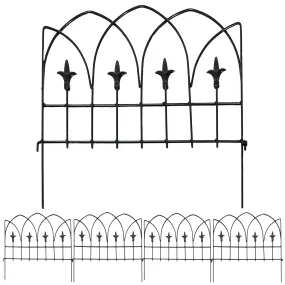 Sunnydaze 5-Piece Bayonne Steel Garden Fence Panels - 8' Overall