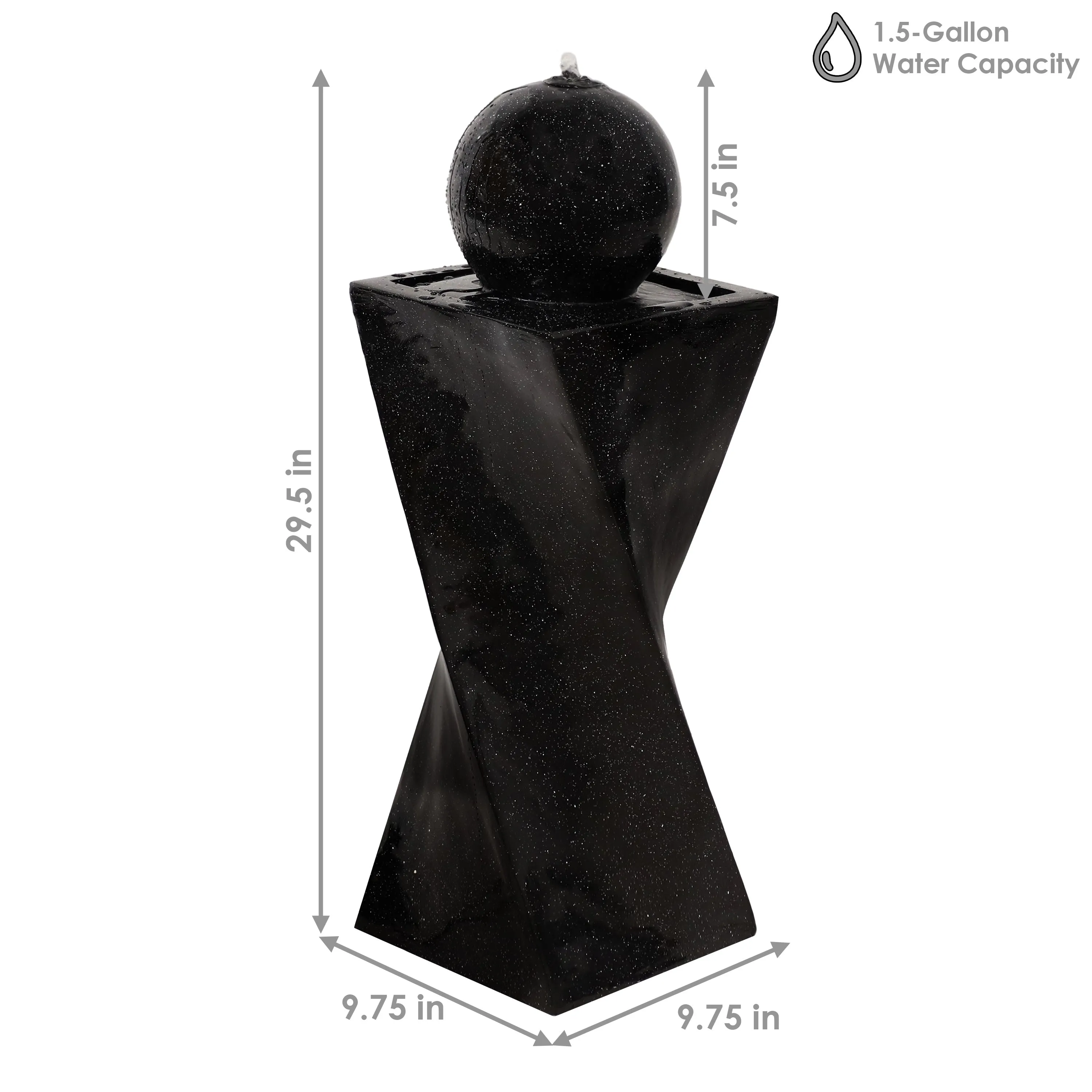 Sunnydaze Black Ball Solar Outdoor Water Fountain