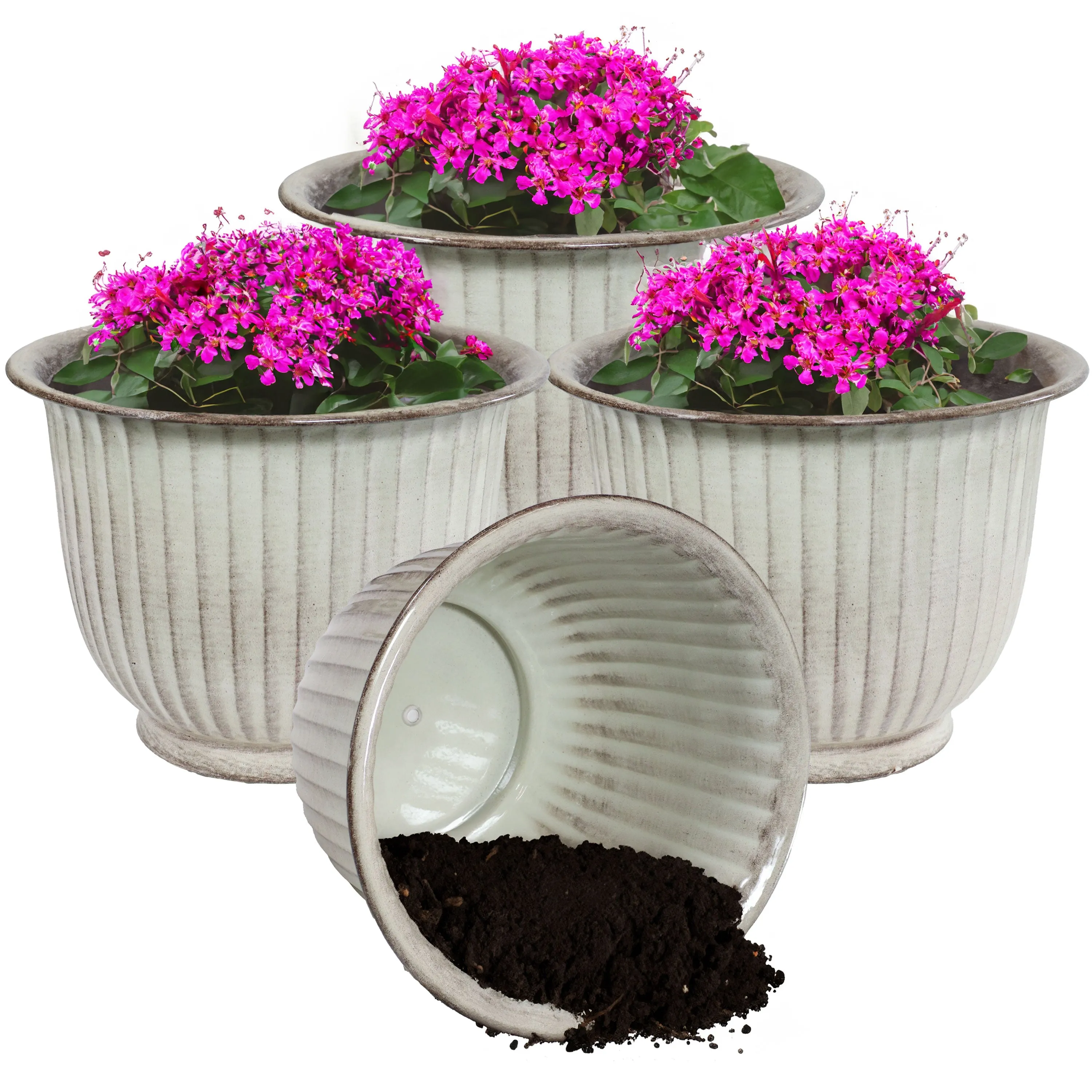 Sunnydaze Carlotta Metal Outdoor Plant Pots - 14.75"