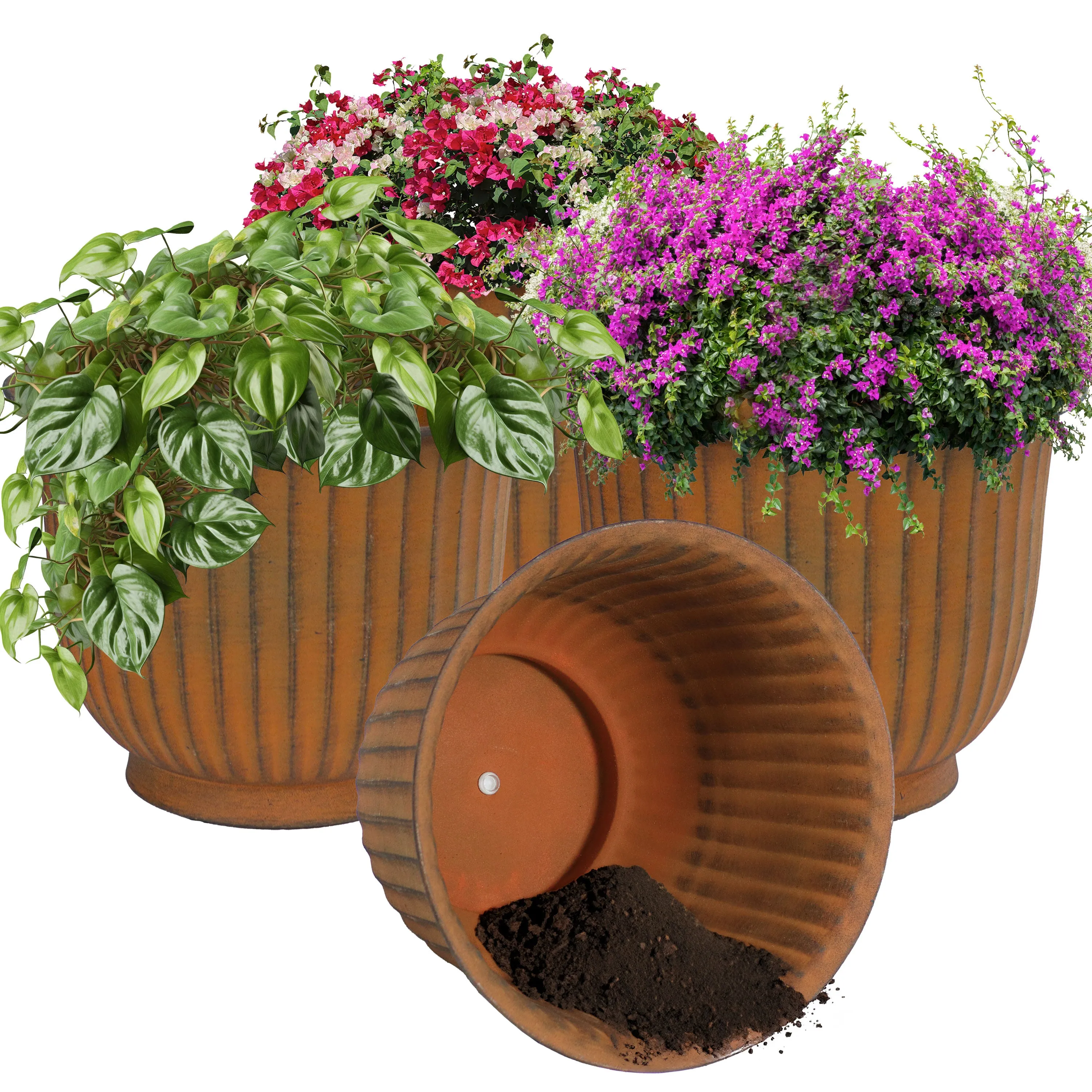 Sunnydaze Carlotta Metal Outdoor Plant Pots - 14.75"