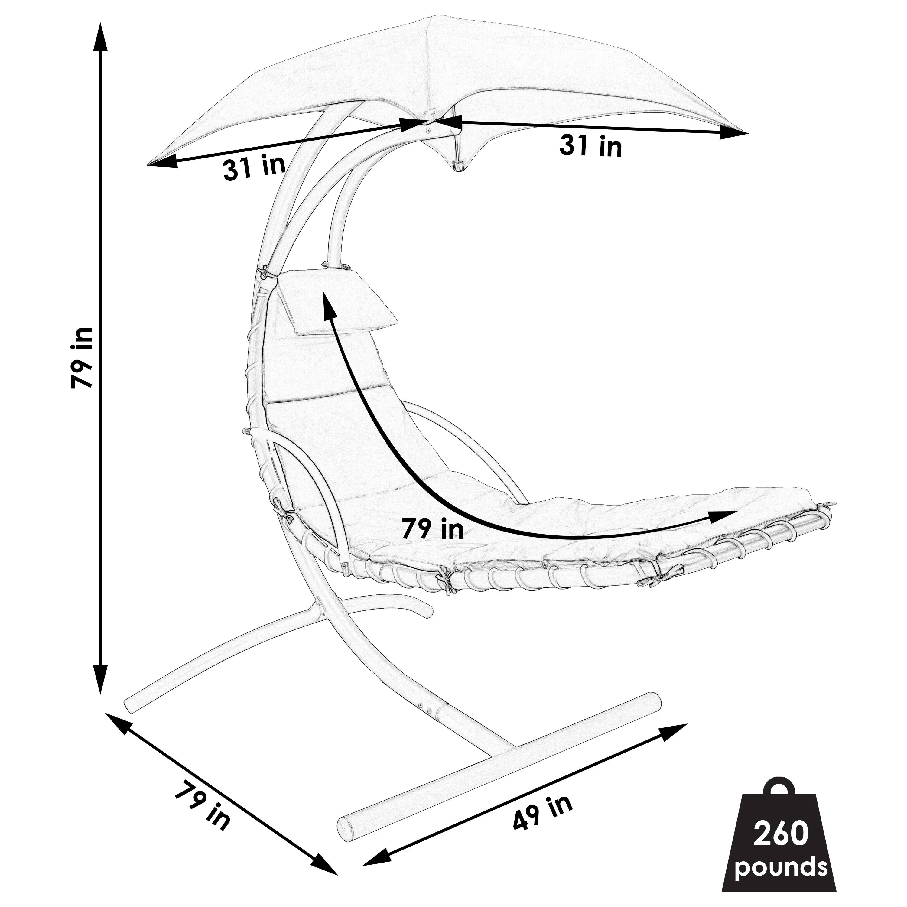 Sunnydaze Floating Chaise Lounge Chair with Canopy