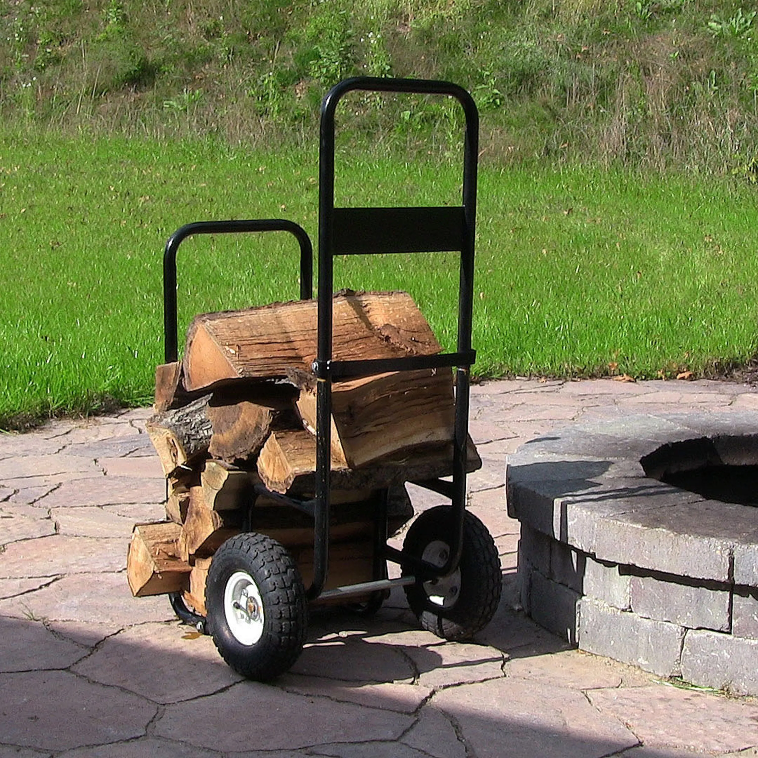 Sunnydaze Heavy-Duty Firewood Log Cart with Wheels