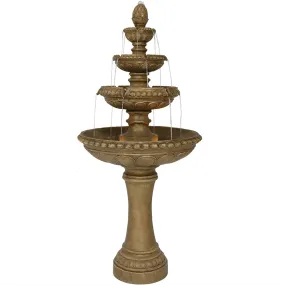 Sunnydaze Large 4-Tier Eggshell Outdoor Fountain with LED Lights - 65"