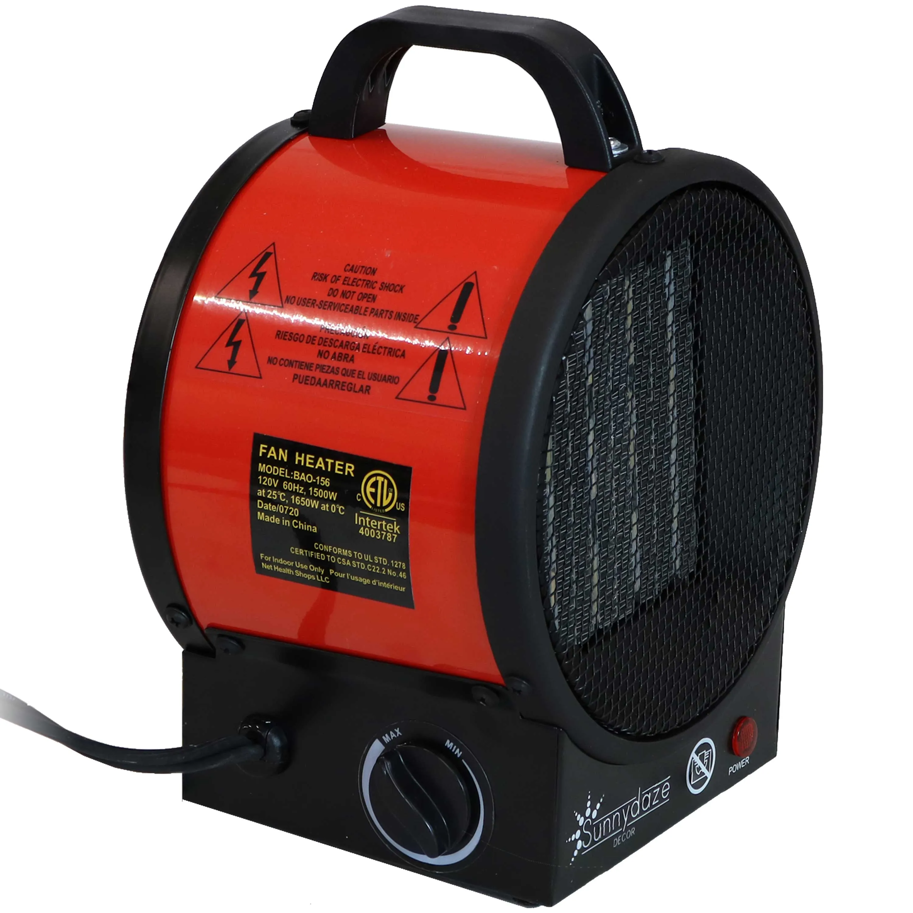 Sunnydaze Portable Ceramic Electric Space Heater with Auto Shutoff