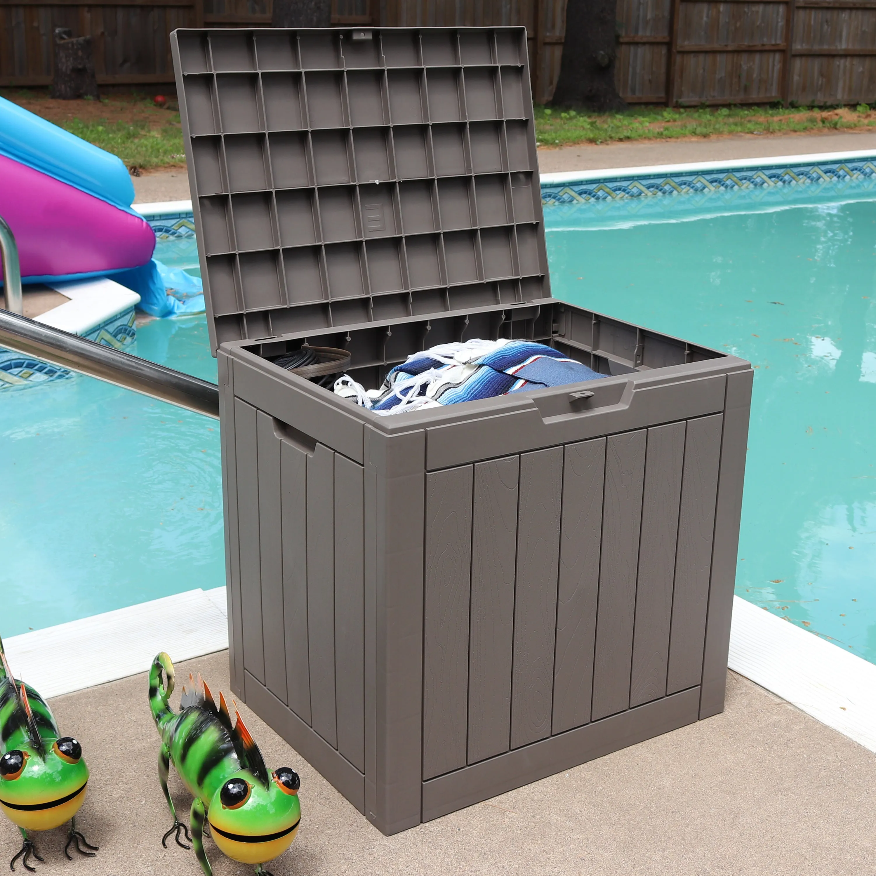 Sunnydaze Small Deck Box with Storage and Lockable Lid - 32 Gal.