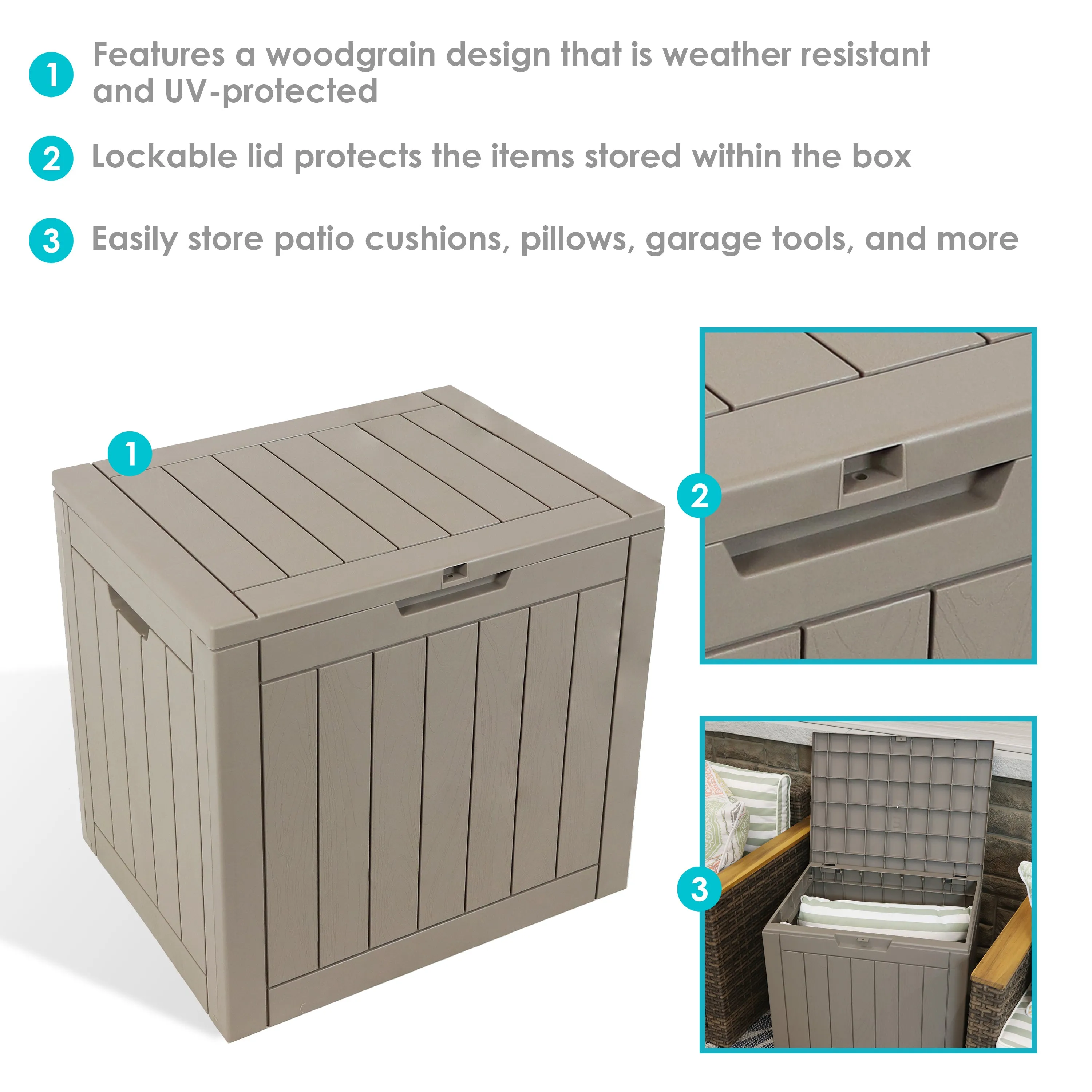 Sunnydaze Small Deck Box with Storage and Lockable Lid - 32 Gal.