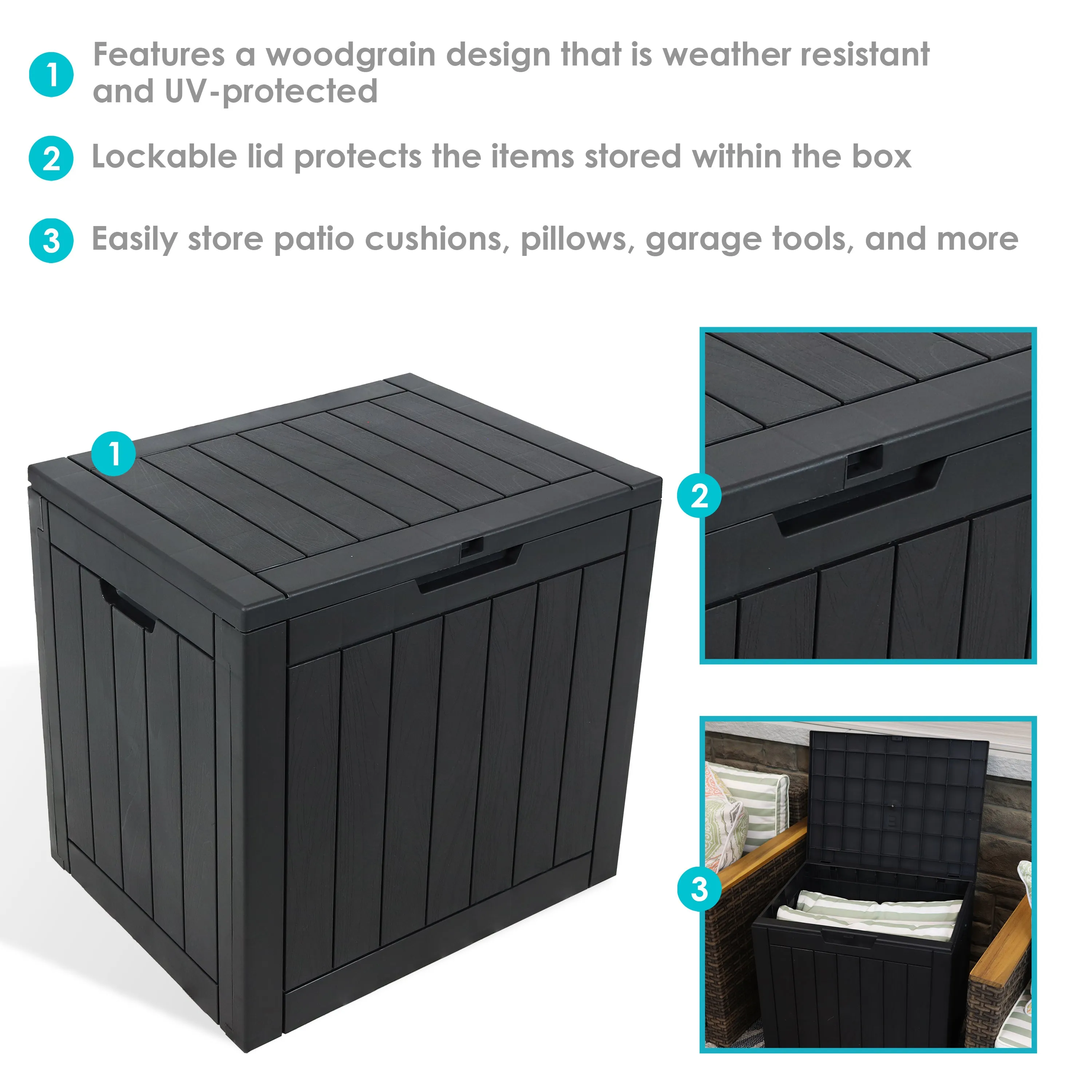 Sunnydaze Small Deck Box with Storage and Lockable Lid - 32 Gal.