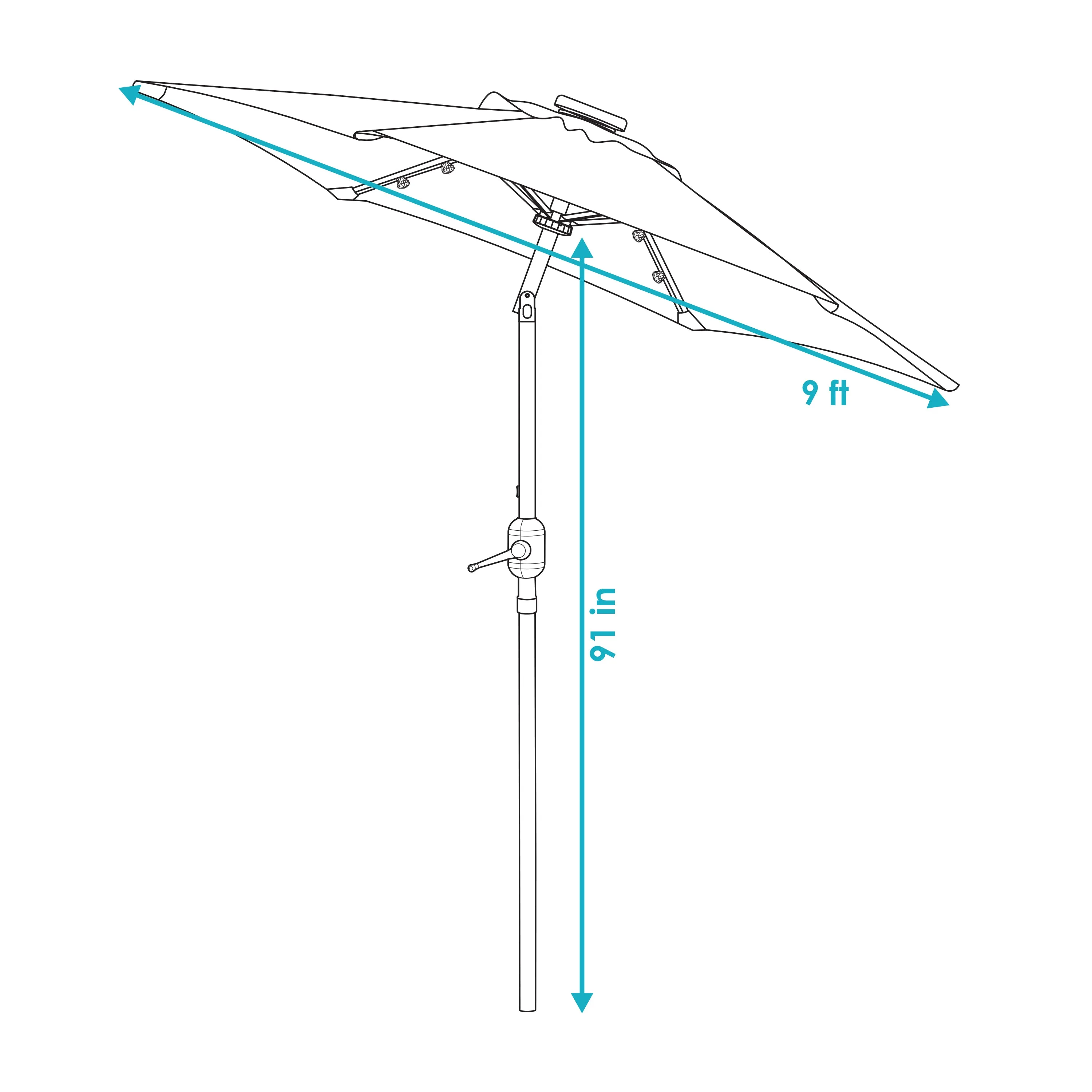 Sunnydaze Solar LED Lighted 9' Aluminum Umbrella with Tilt & Crank