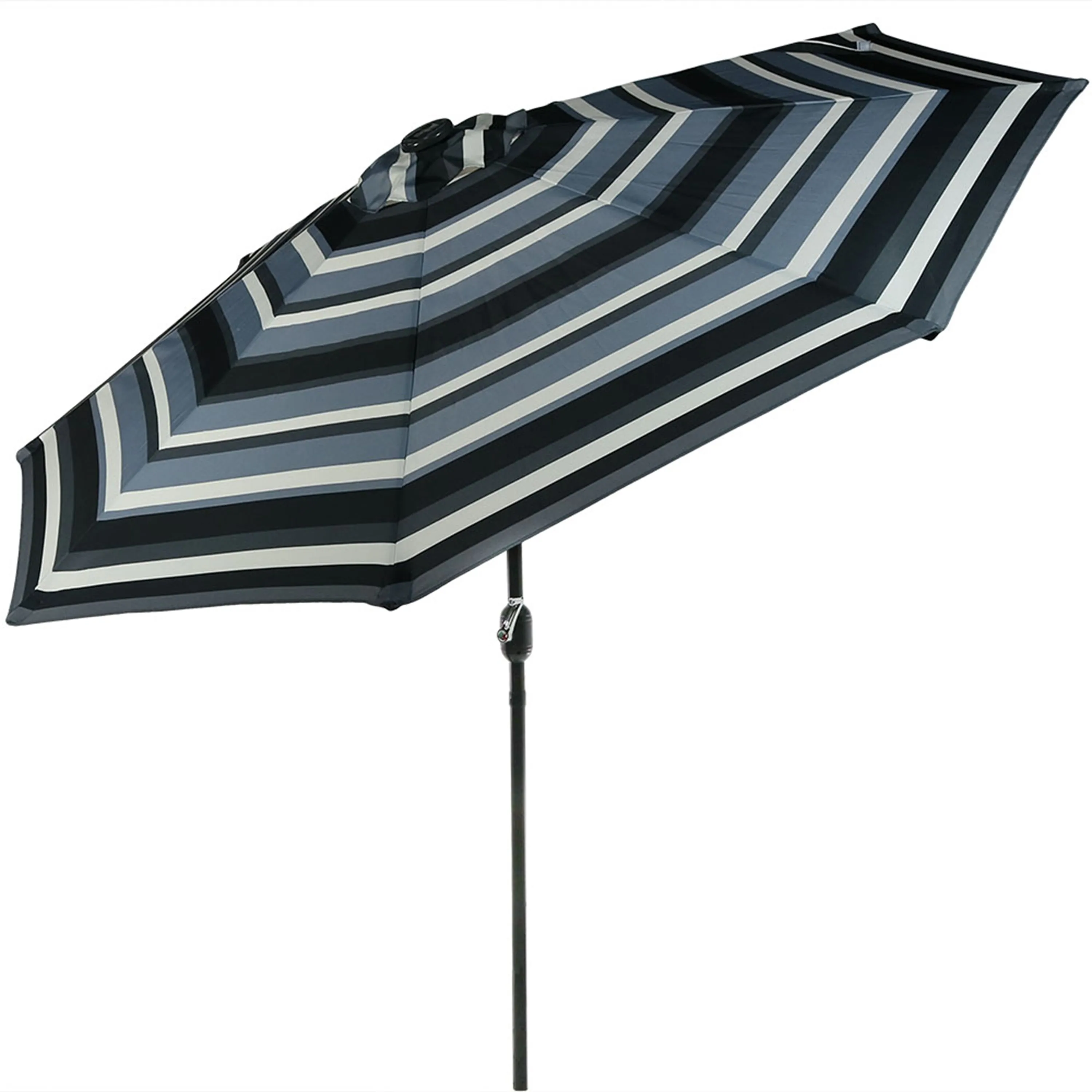 Sunnydaze Solar LED Lighted 9' Aluminum Umbrella with Tilt & Crank