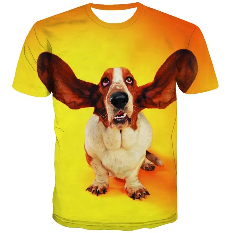 t shirt dog Puppy Cute animal Print clothes Cool big Smart dogs male art costume